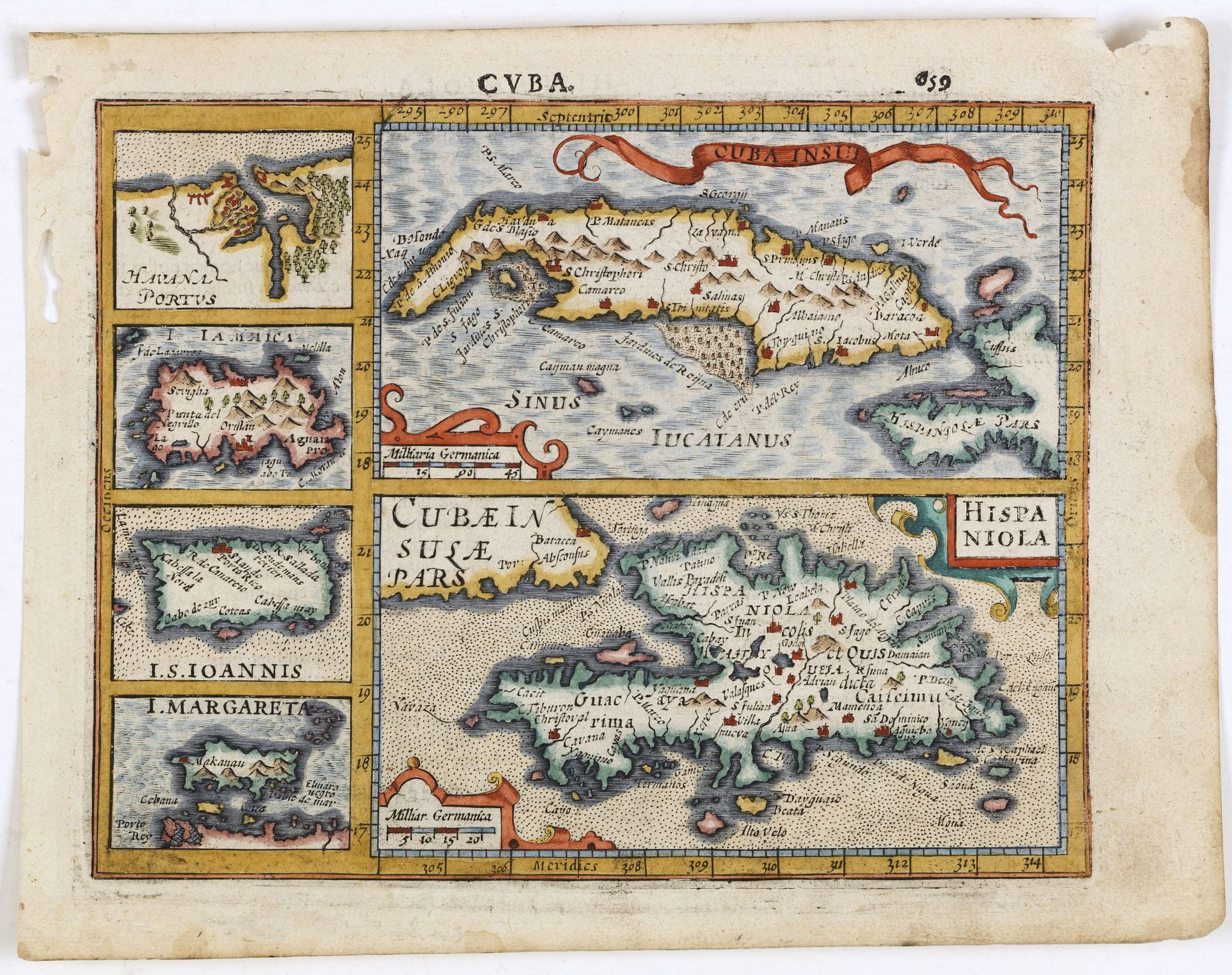 MERCATOR, G. / HONDIUS, J., Cuba Insula. Hispaniola., antique map, old maps