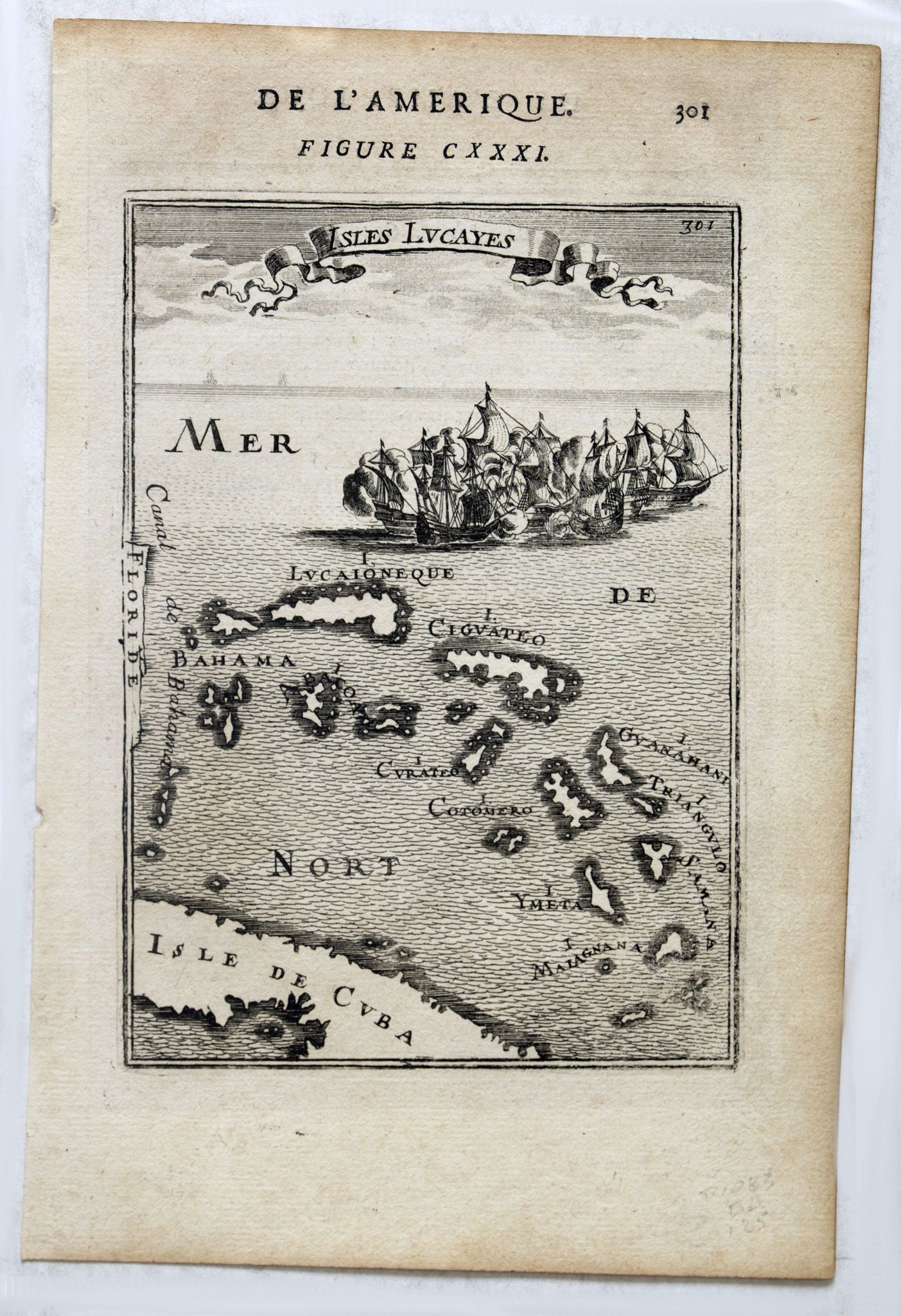 MALLET, A.M., Isles Lucayes., antique map, old maps