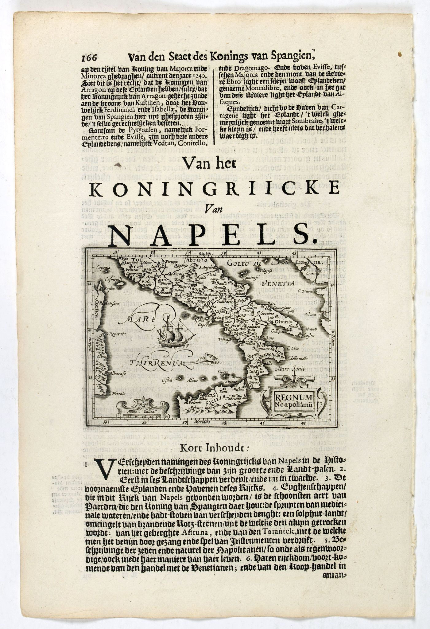 DE CLERCK, N., Regnum Neapolitanu., antique map, old maps