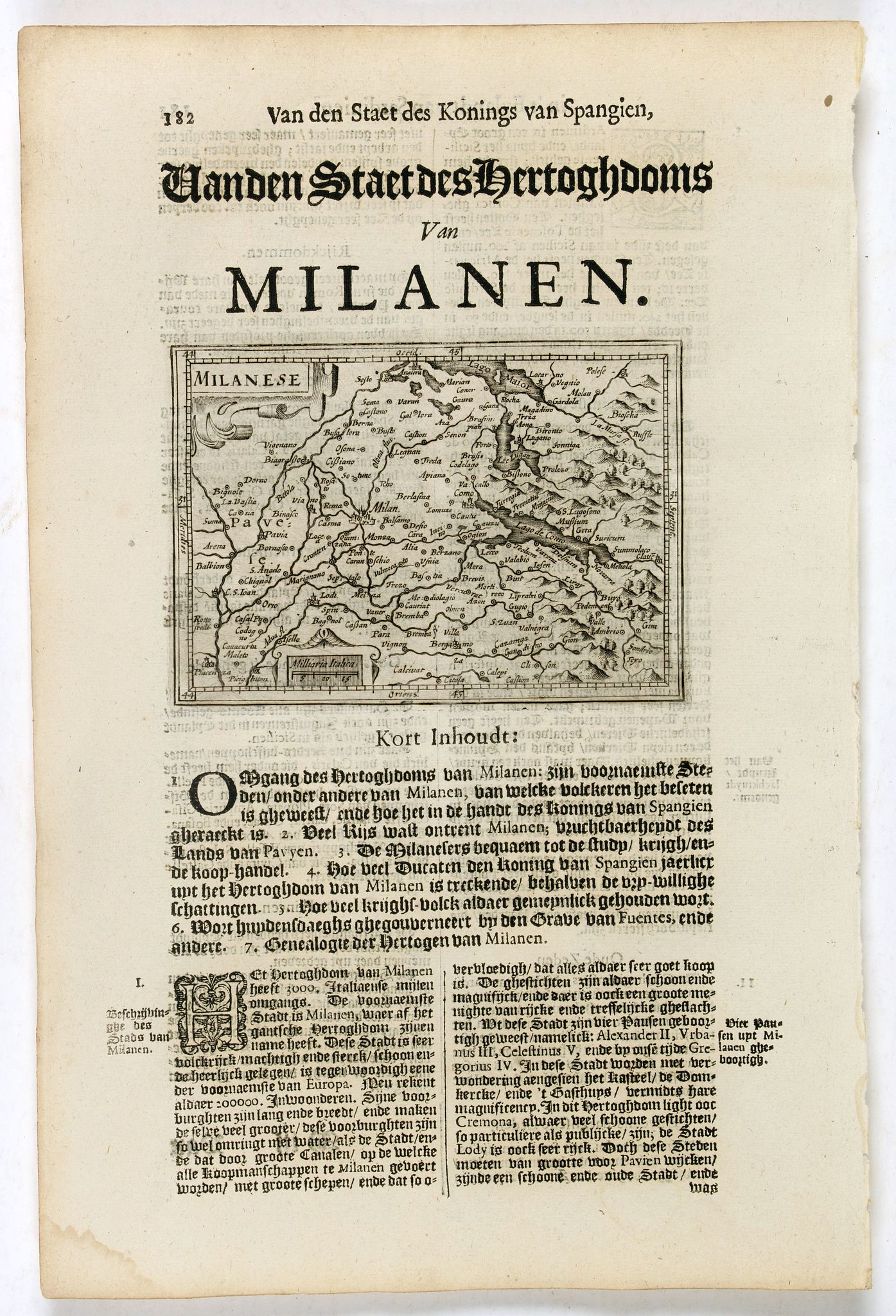 DE CLERCK, N., Milanese., antique map, old maps