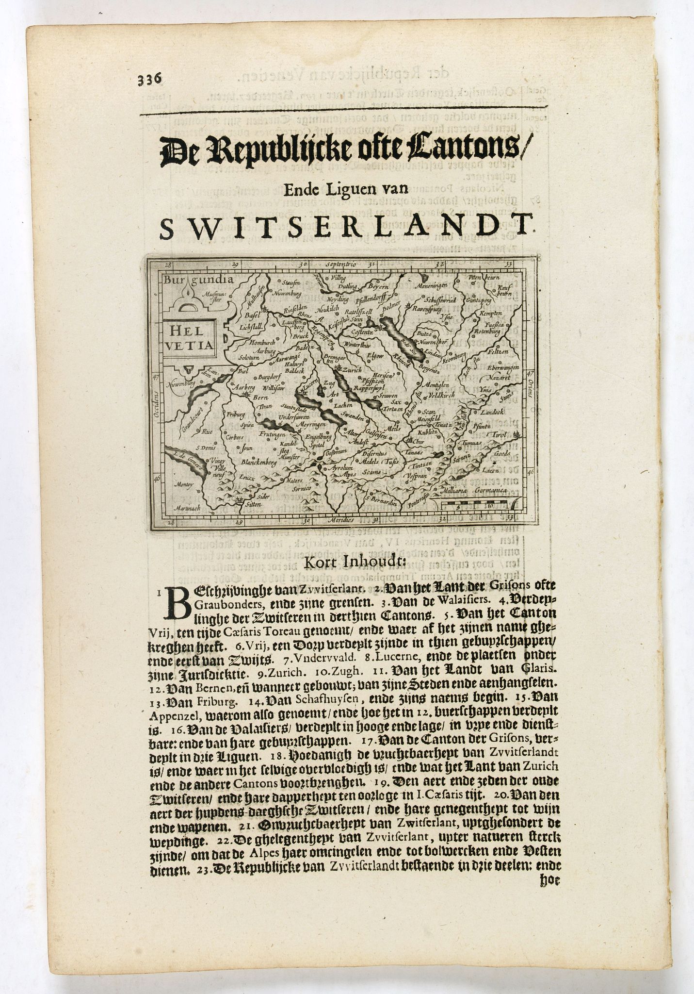 DE CLERCK, N., Helvetia., antique map, old maps