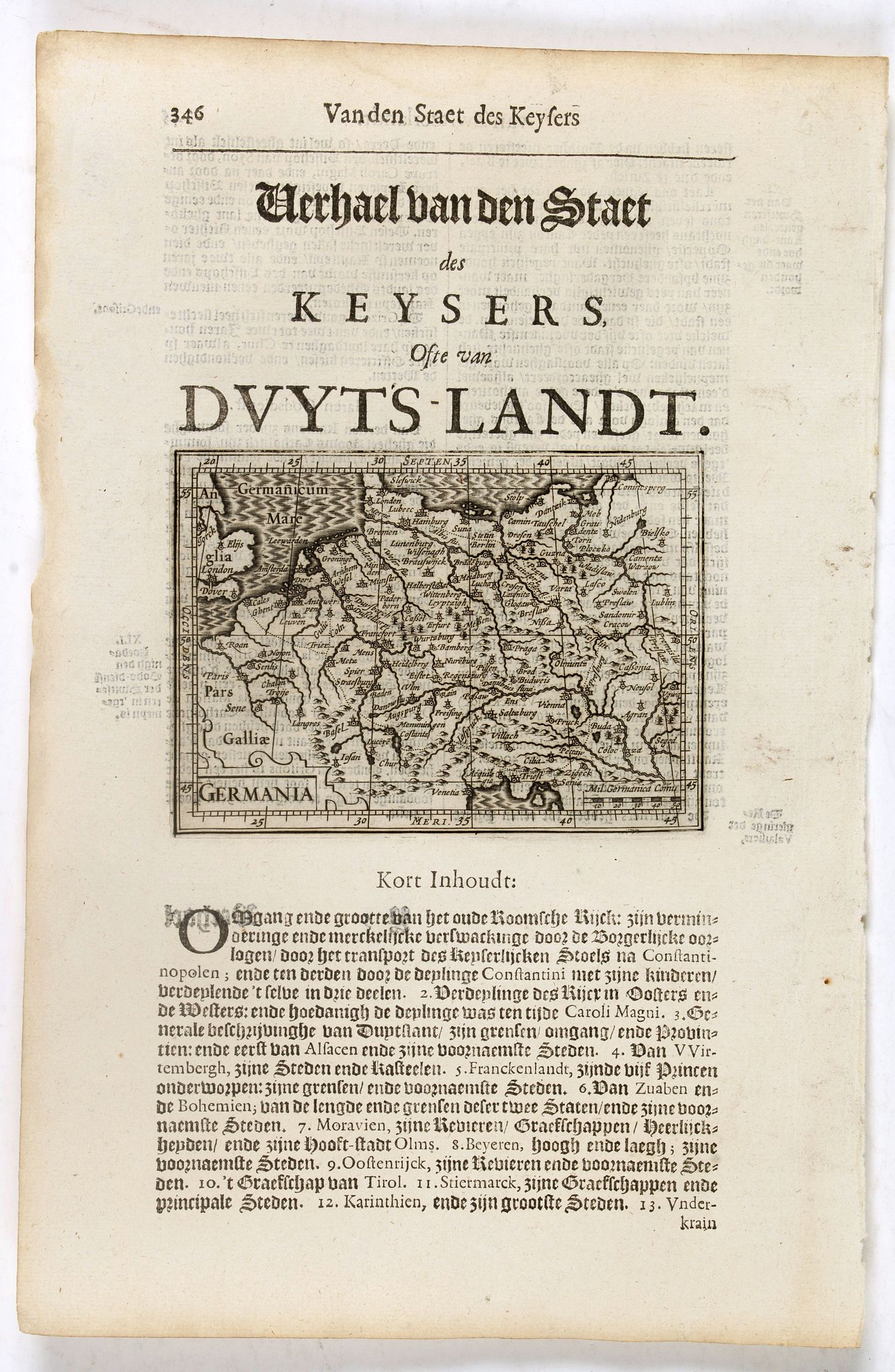 DE CLERCK, N., Germania., antique map, old maps