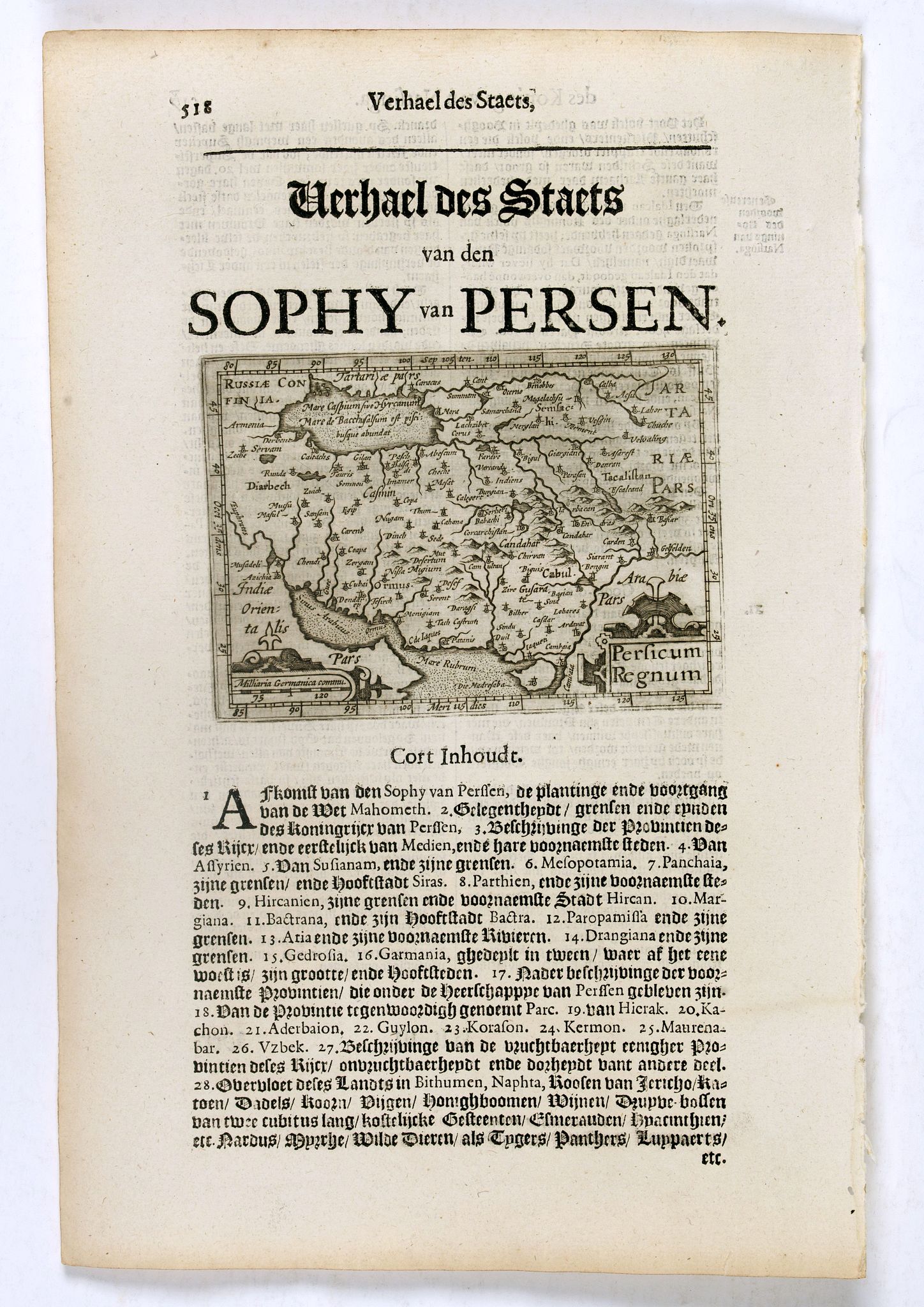 DE CLERCK, N., Persicum Regnum., antique map, old maps