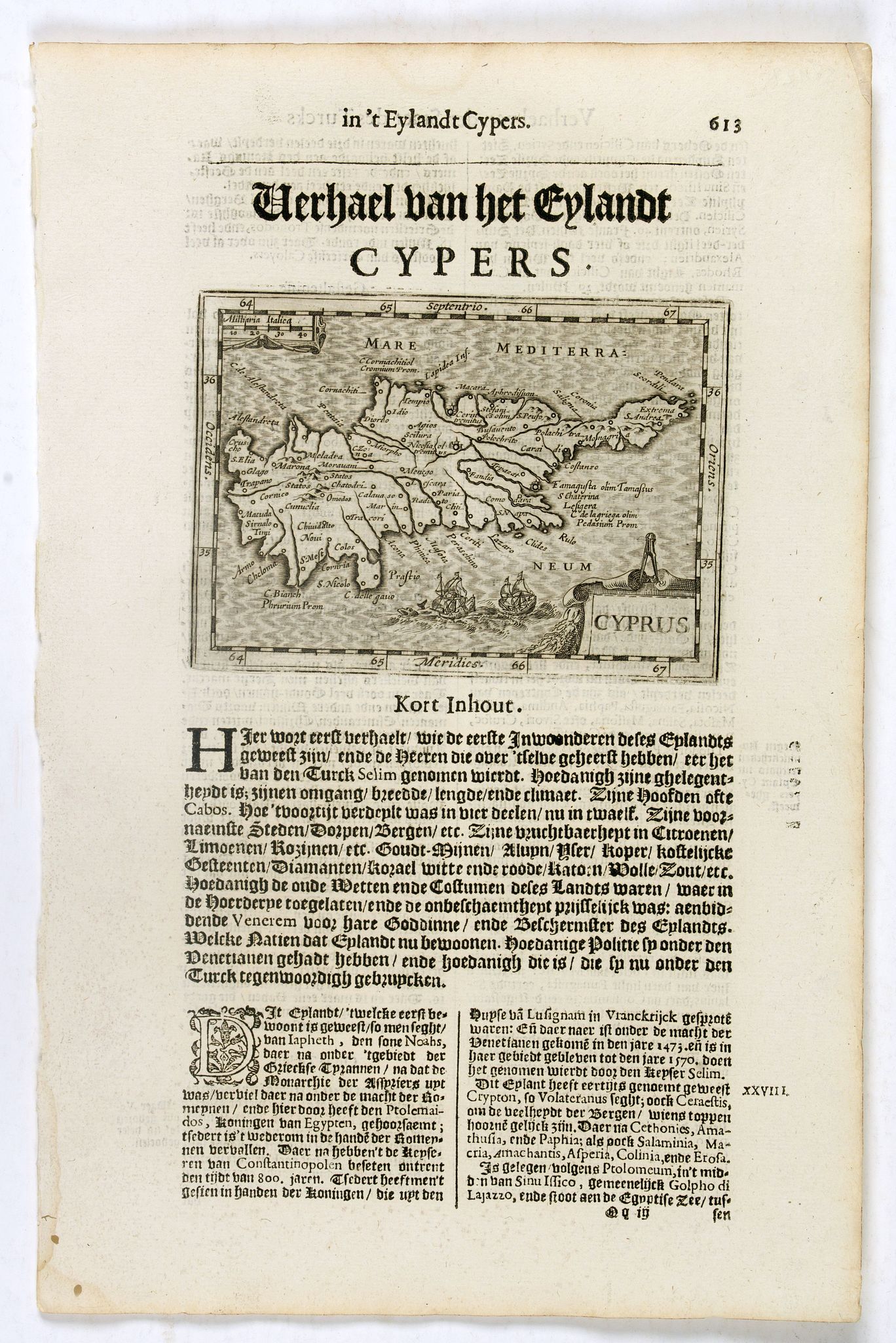DE CLERCK, N., Cyprus., antique map, old maps