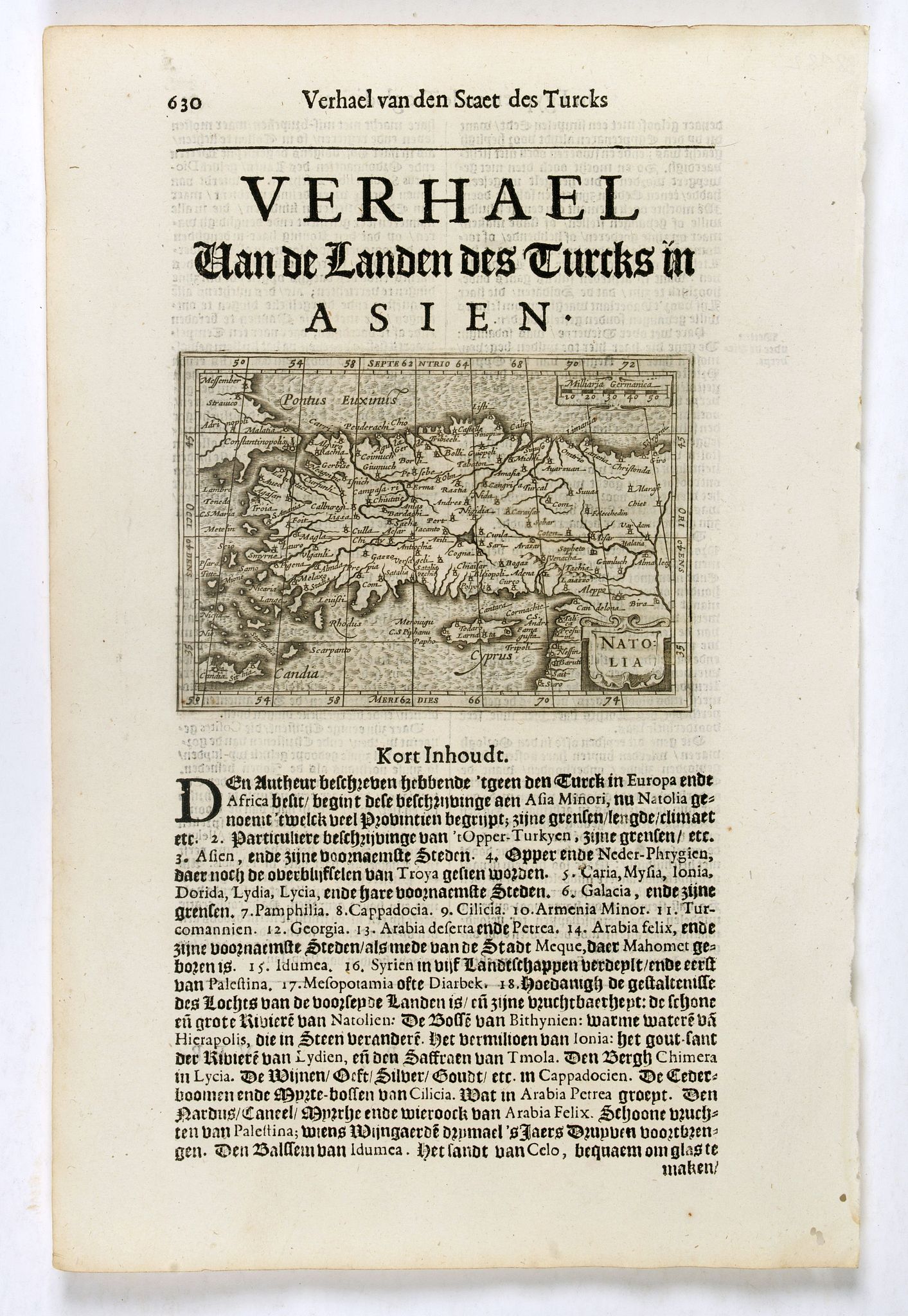 DE CLERCK, N., Natolia., antique map, old maps