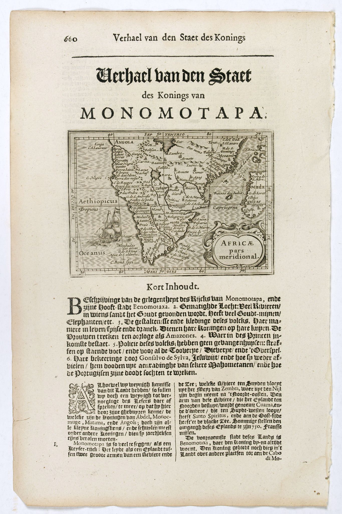 DE CLERCK, N., Africae pars meridional., antique map, old maps