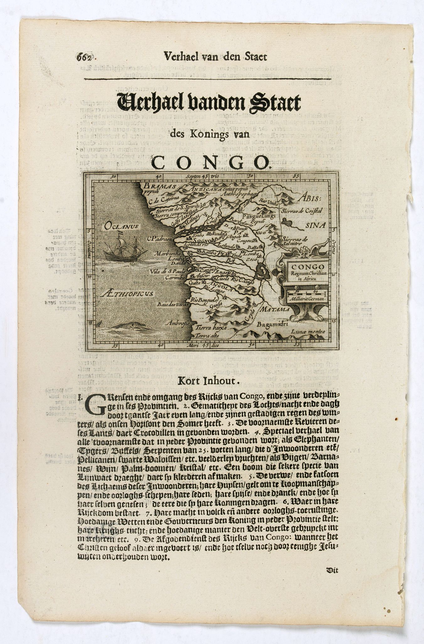 DE CLERCK, N., Congo Regnum Christian. In Africa., antique map, old maps