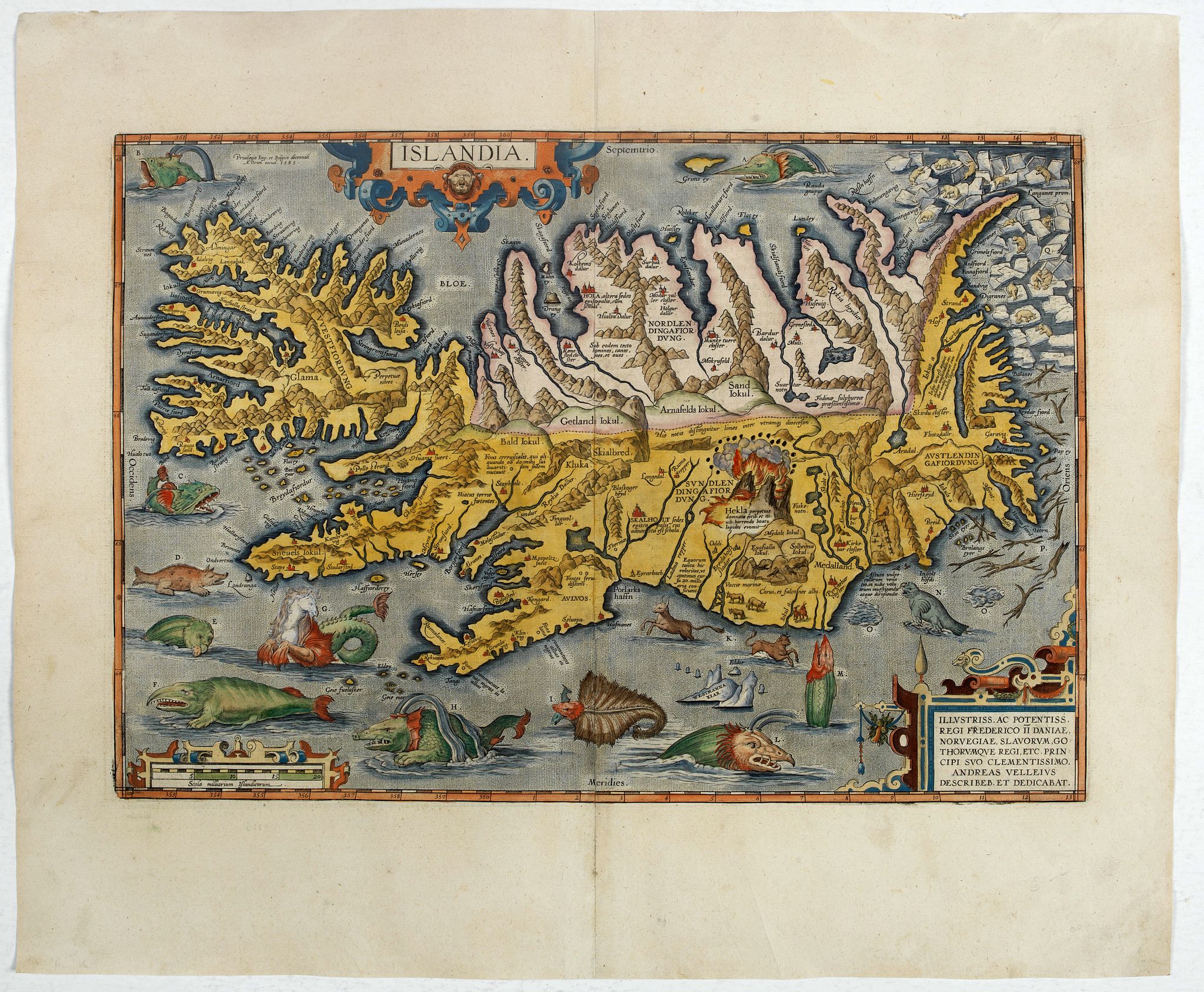 ORTELIUS, A., Islandia., antique map, old maps