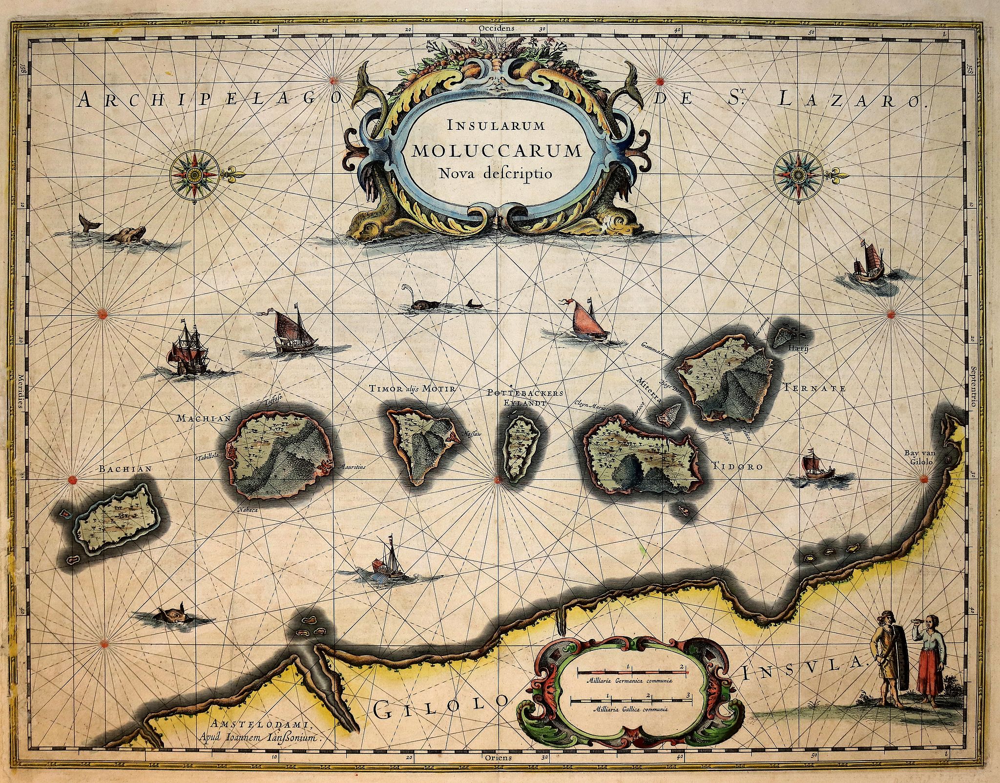 JANSSONIUS, J., Insularum Moluccarum Nova descriptio., antique map, old maps