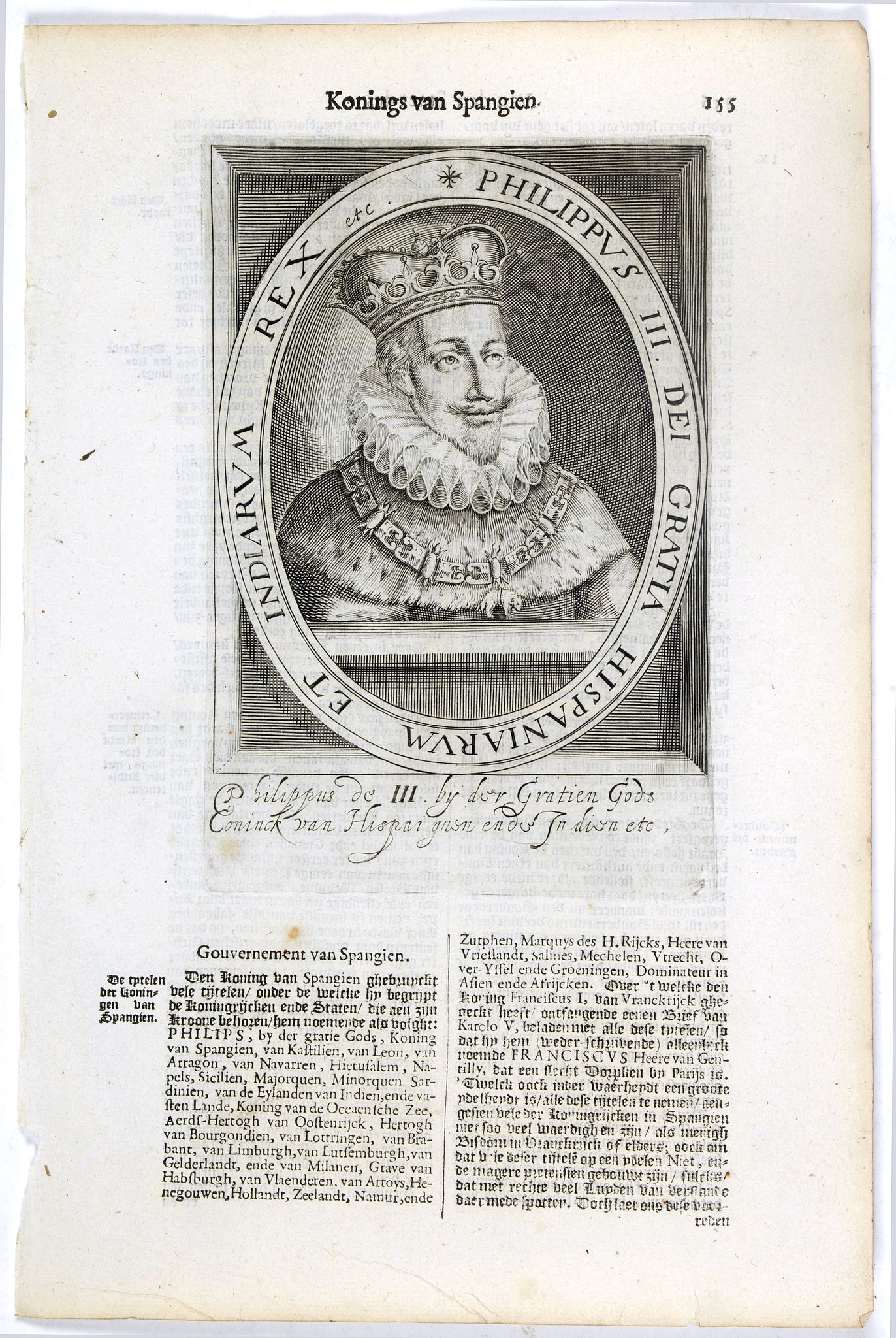 DE CLERCK, N., Philippus III. Dei Gratia Hispaniarum Et Indiarum Rex etc., antique map, old maps