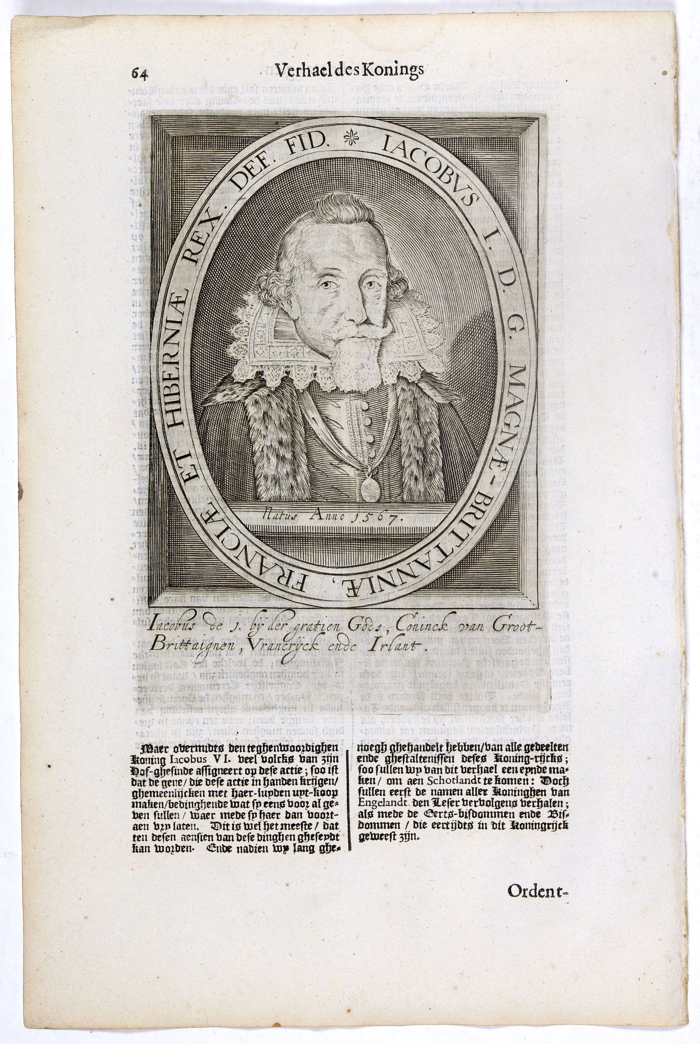 DE CLERCK, N., Iacobus I. D. G. Magnae-Brittanniae, Franciae Et Hiberniae Rex. Def. Fid., antique map, old maps