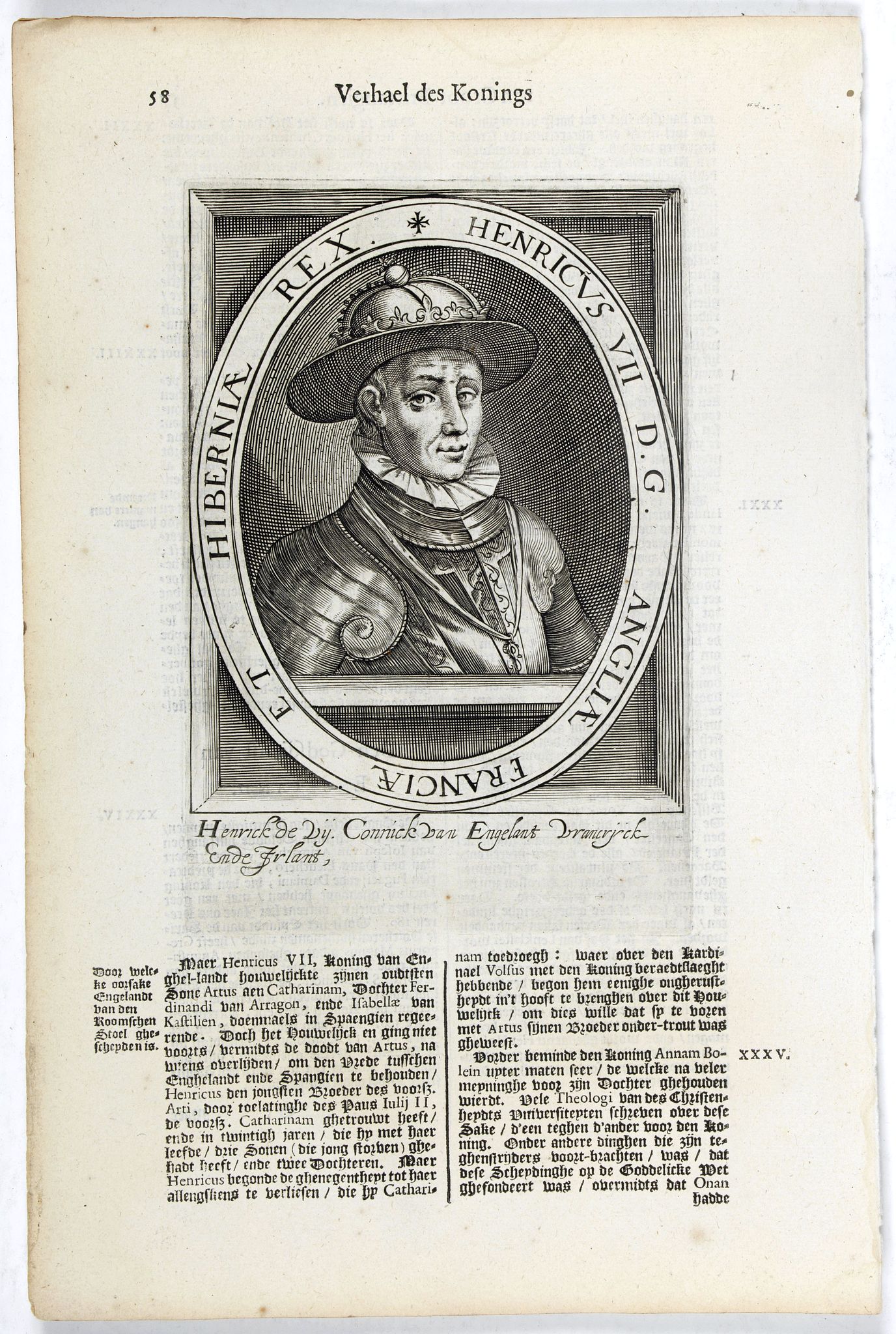 DE CLERCK, N., Henricus VII D.G. Angliae Franciae Et Hiberniae Rex., antique map, old maps