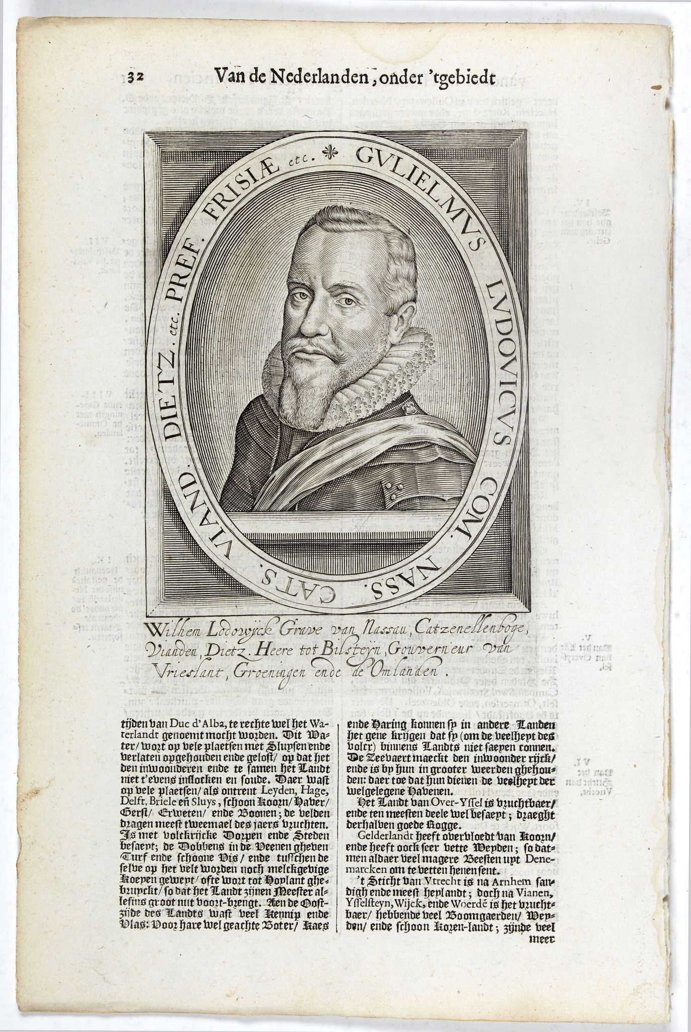 DE CLERCK, N., Gulielmus Ludovicus Com. Nass. Cats. Viand. Dietz. Etc. Pref. Frisiae etc., antique map, old maps