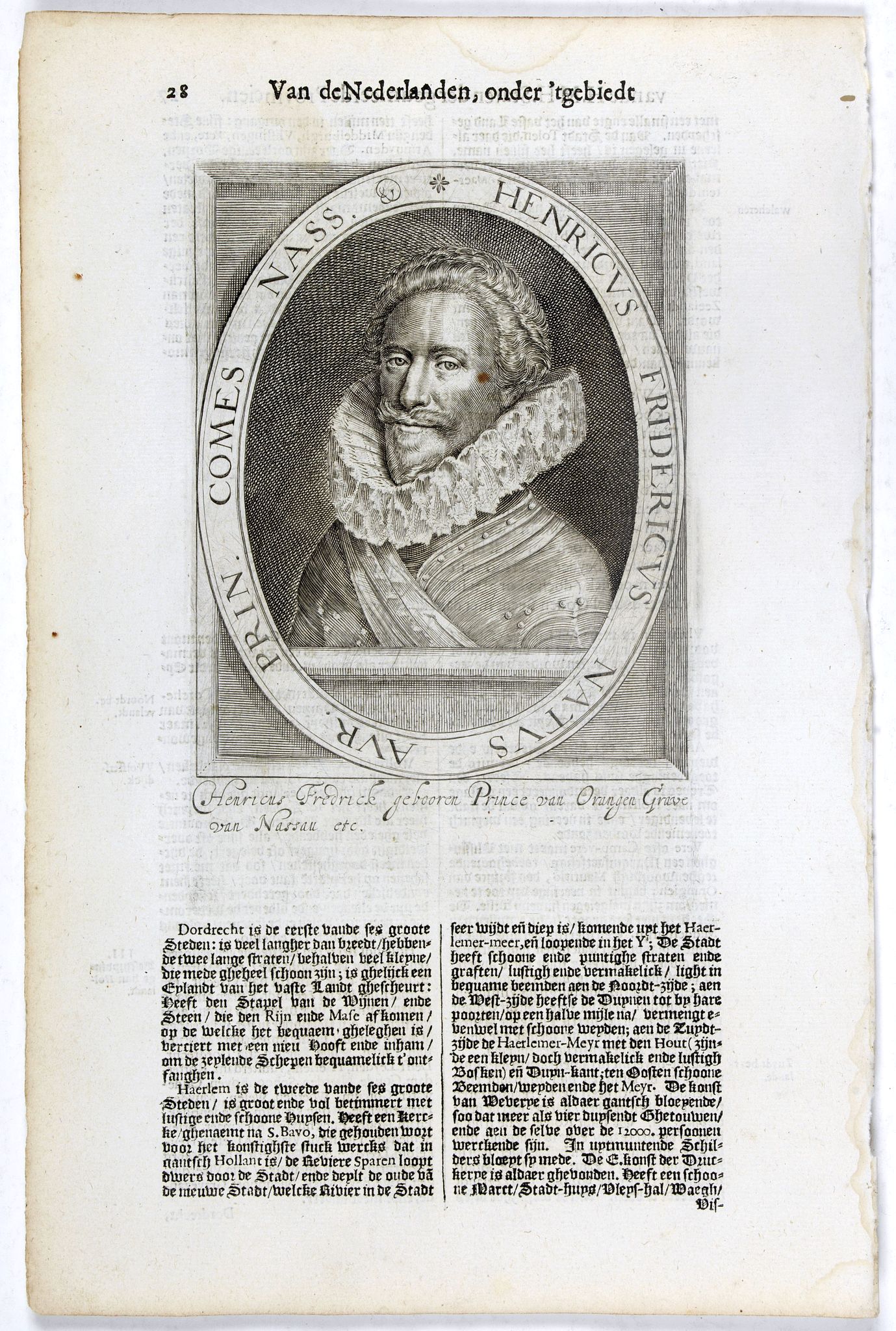 DE CLERCK, N., Henricus Fridericus Natus Aur. Prin. Comes Nass., antique map, old maps
