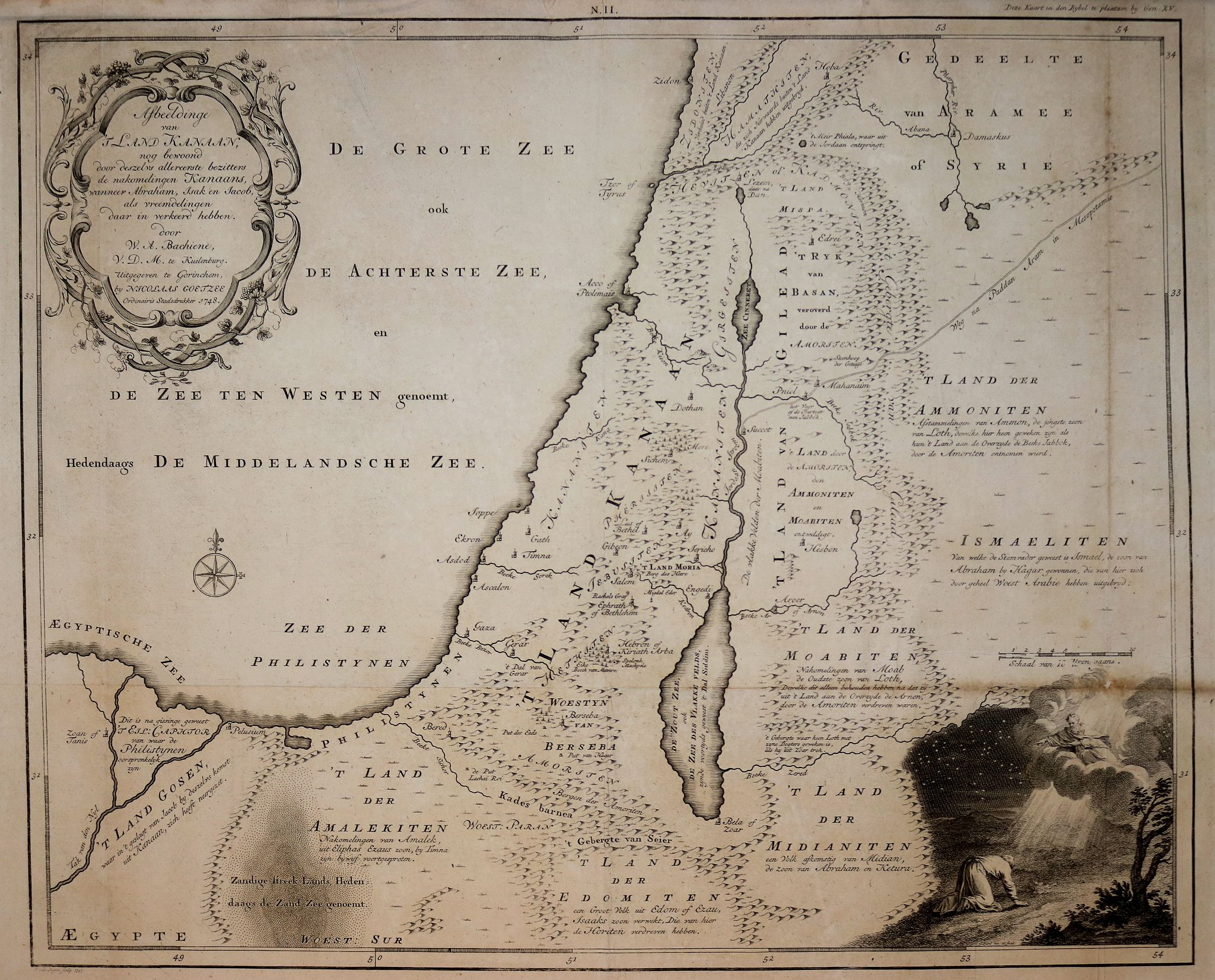 BACHIENE, W.A., AFBEELDINGE VAN 'T LAND KANAAN. . ., antique map, old maps
