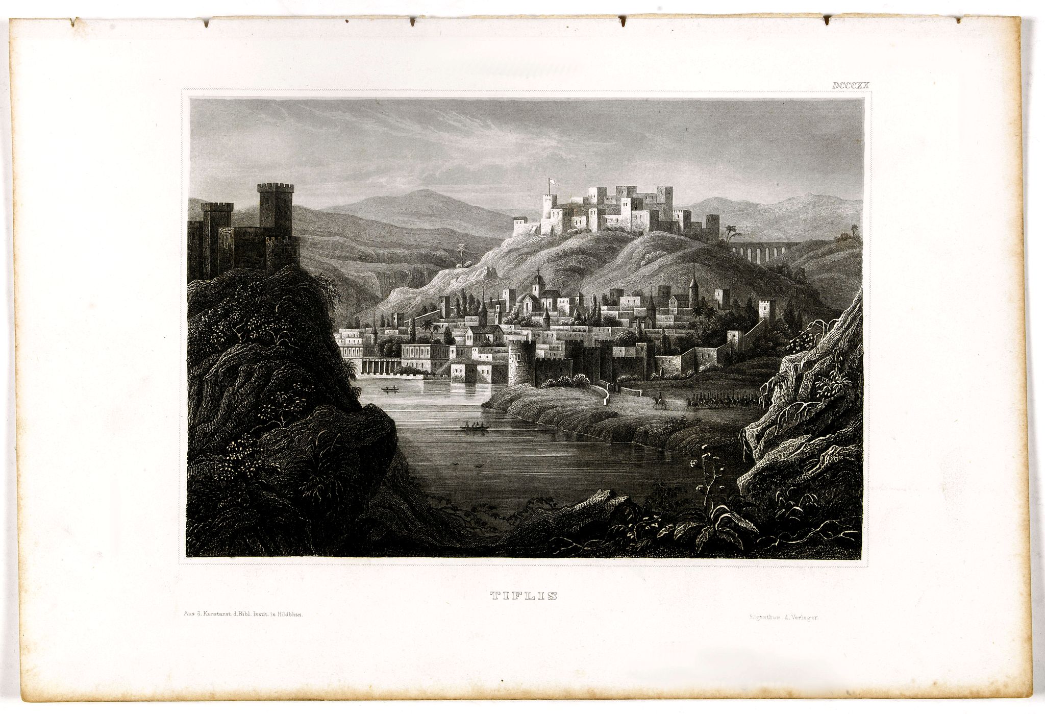Bibliographisches Institut Hildburghausen., Tiflis., antique map, old maps