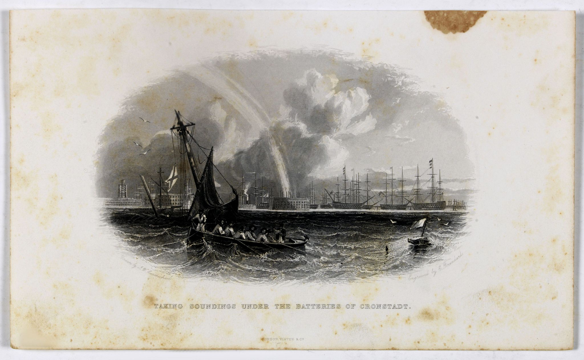 NOLAN, Edward Henry., Taking soundings under the batteries of Cronstadt., antique map, old maps