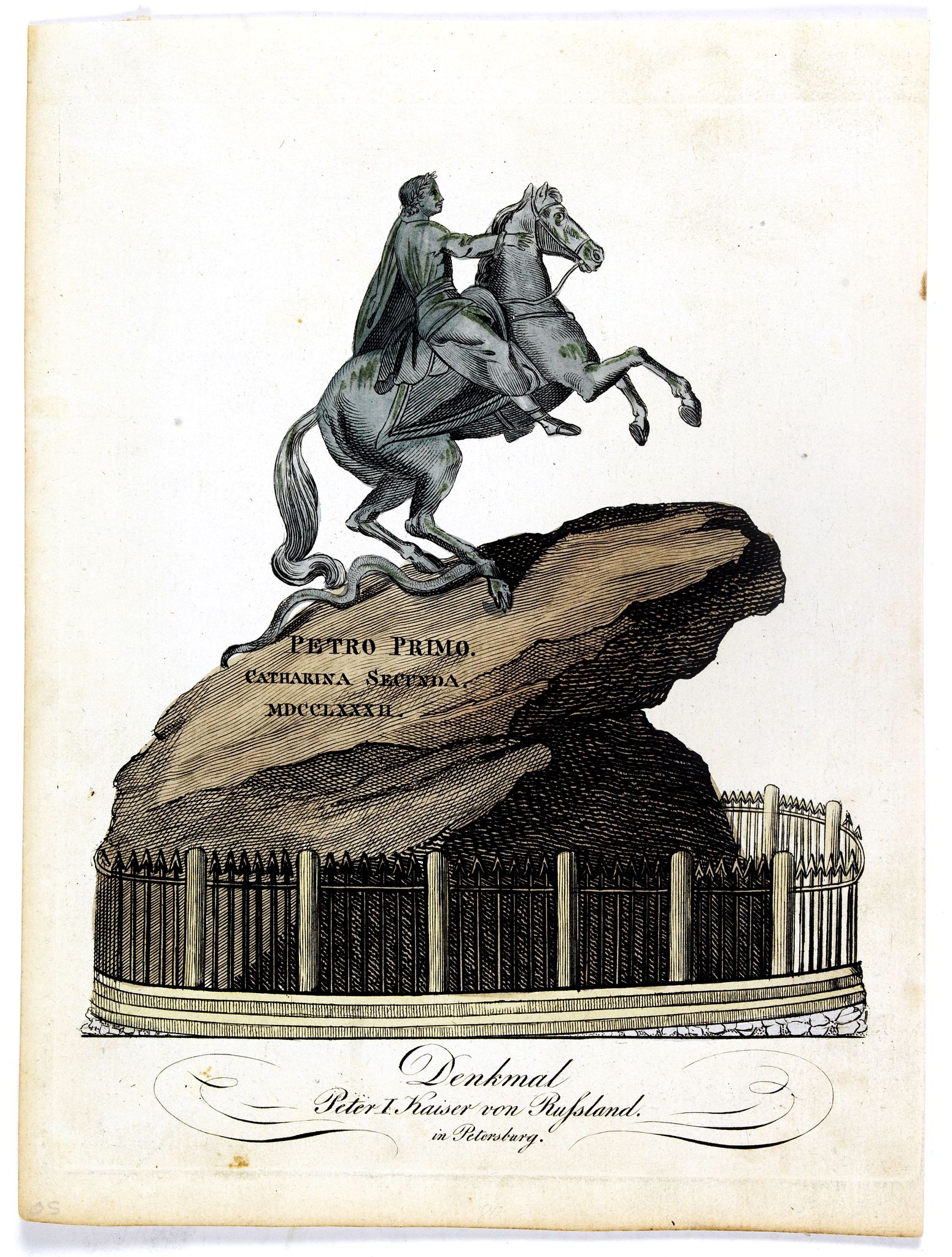 ANONYMOUS, Denkmal - Peter I Kaiser von Russland. In Petersburg., antique map, old maps