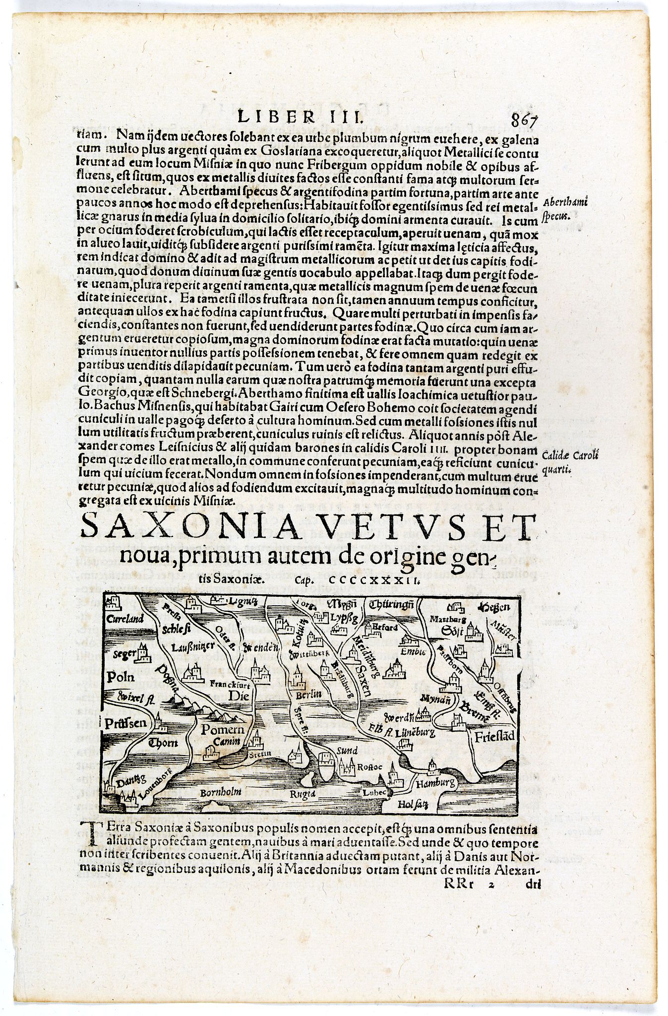 MÜNSTER, S., Saxonia Vetus et Nova . . ., antique map, old maps