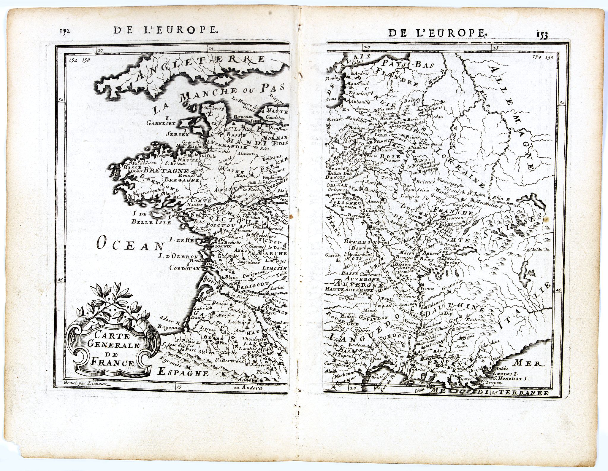 Old Map By Mallet Carte Generale De France De Leurope