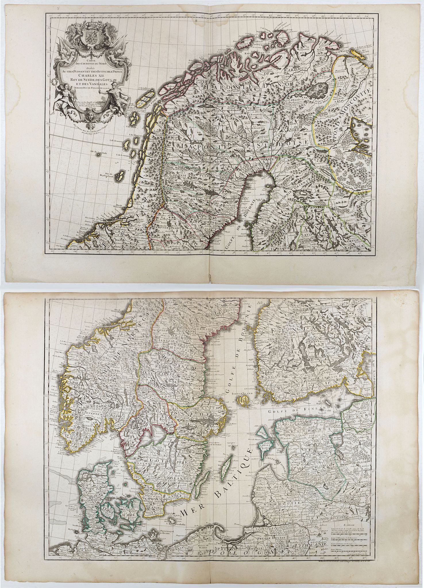 DE L'ISLE,G./ SCHENK,P., Carte des Courones du Nord., antique map, old maps