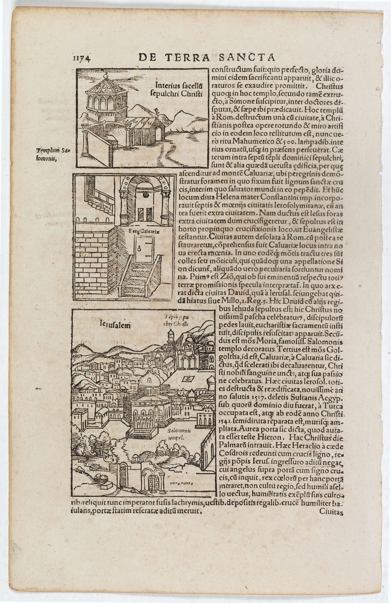 MÜNSTER, S., De Terra Sancta (Jerusalem), antique map, old maps
