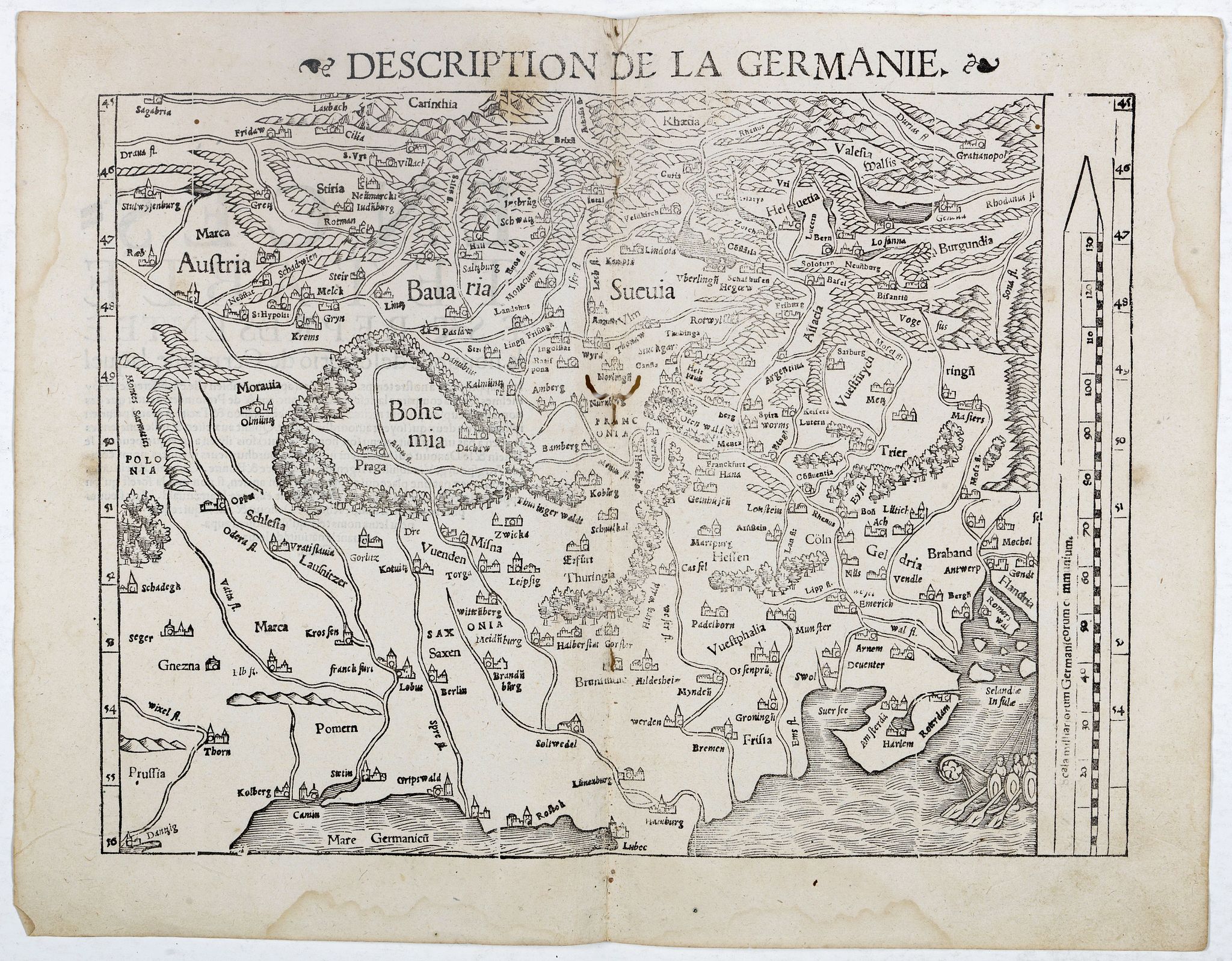 MÜNSTER, S., Description de la Germanie., antique map, old maps
