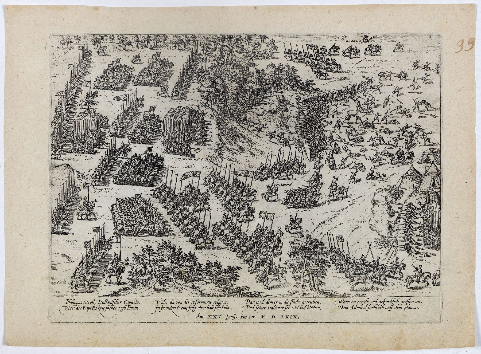 HOGENBERG, F., Philippus Strossy Italianischer Captein. . . Plate 26., antique map, old maps