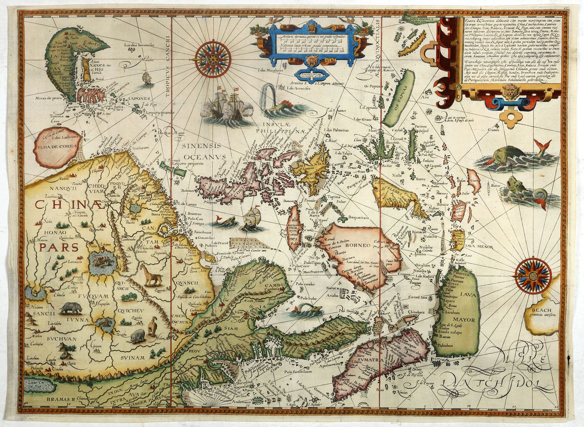 VAN LINSCHOTEN, J.H., Exacta & accurata.. regionibus China, Cauchinchina, Camboja.., antique map, old maps