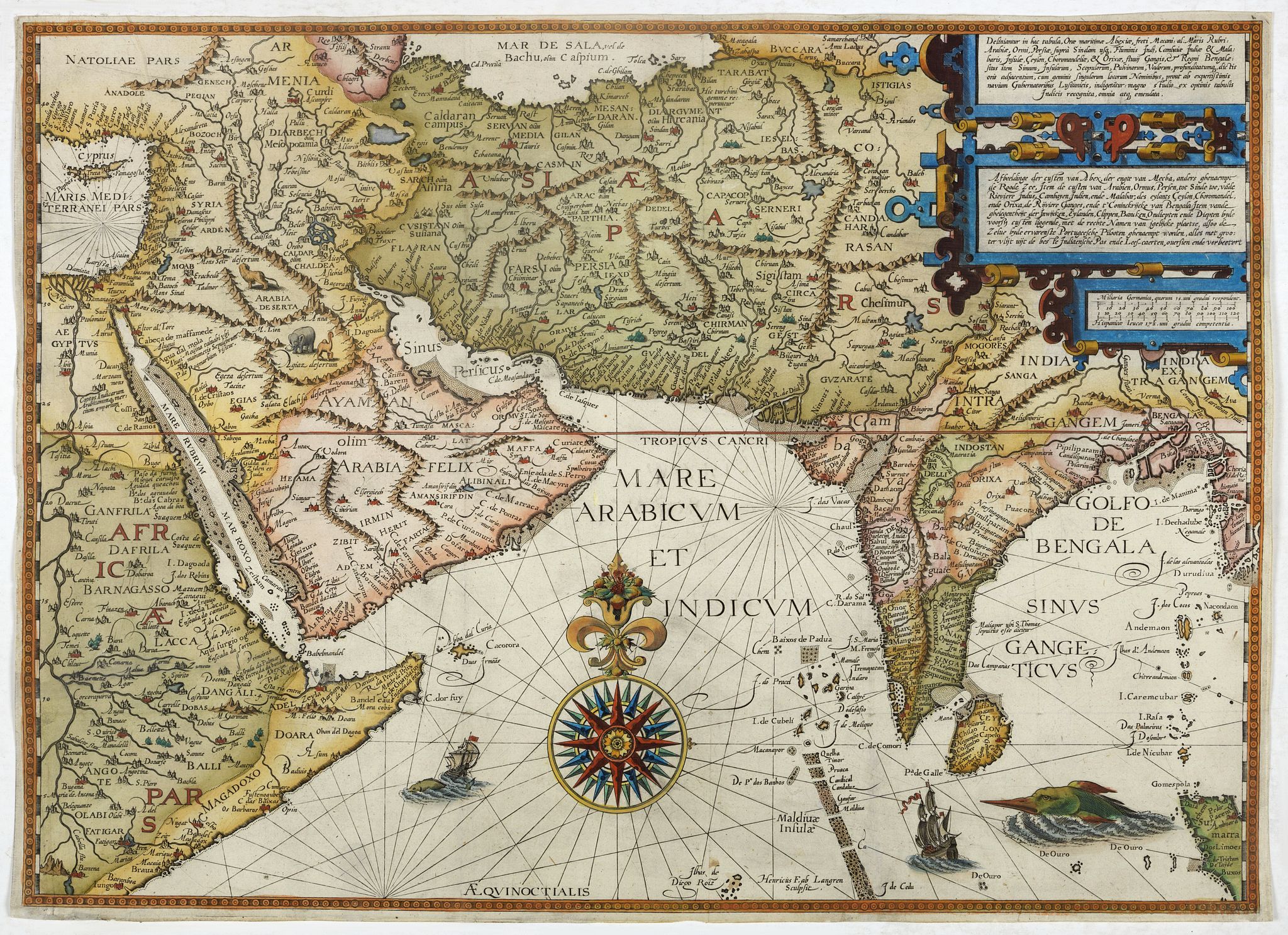 VAN LINSCHOTEN, J.H., Afbeeldinge der custen van Abex, der engte van Mecha.., antique map, old maps