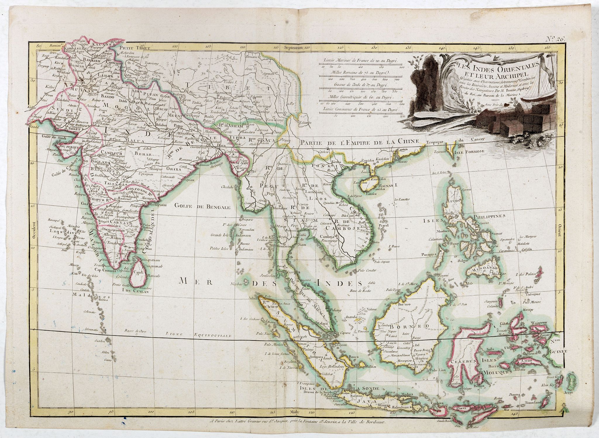 LATTRÉ / BONNE, R., Les Indes Orientales et leur Archipel. . ., antique map, old maps