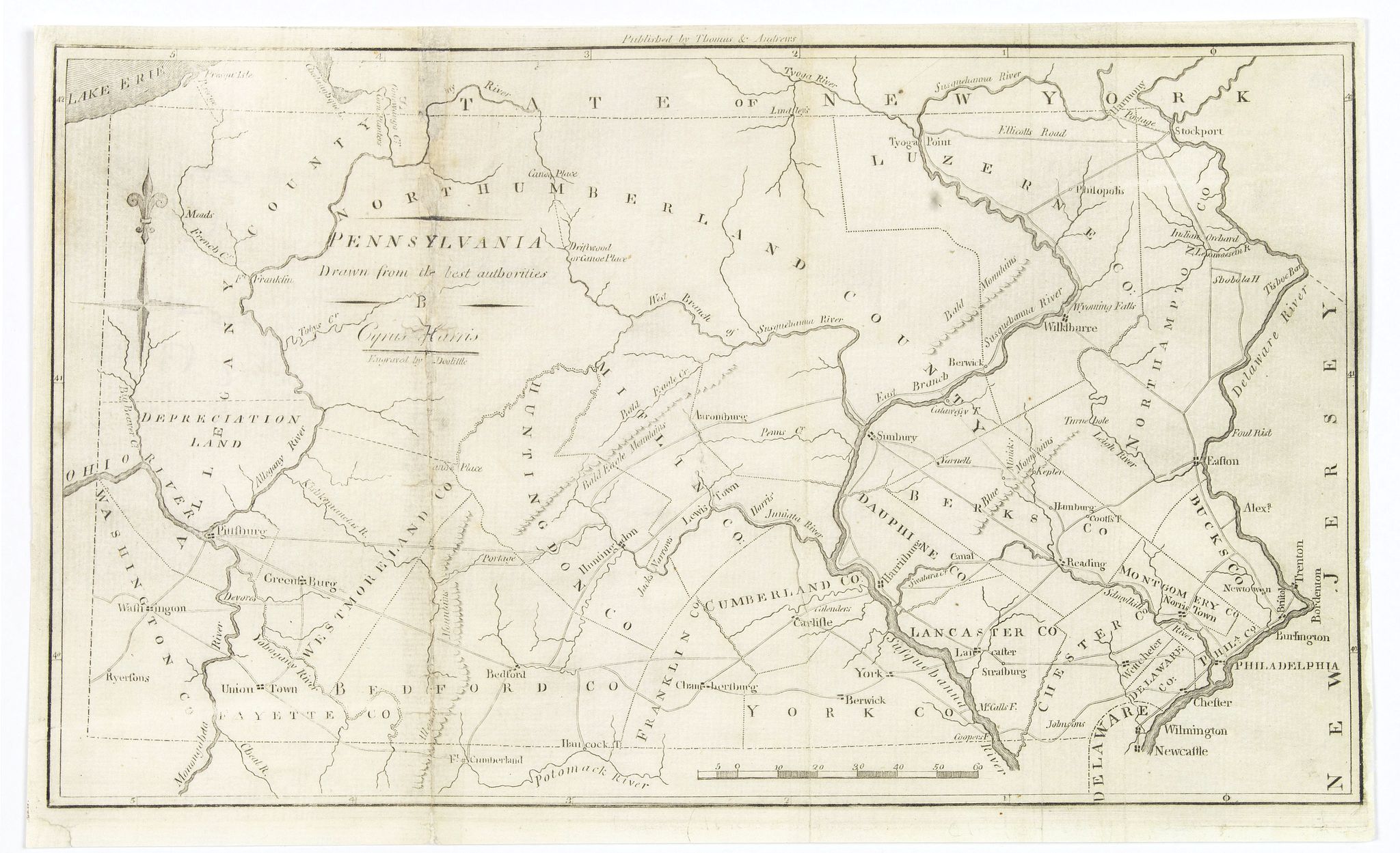 MORSE, J., Pennsylvania, drawn from the best authorities., antique map, old maps