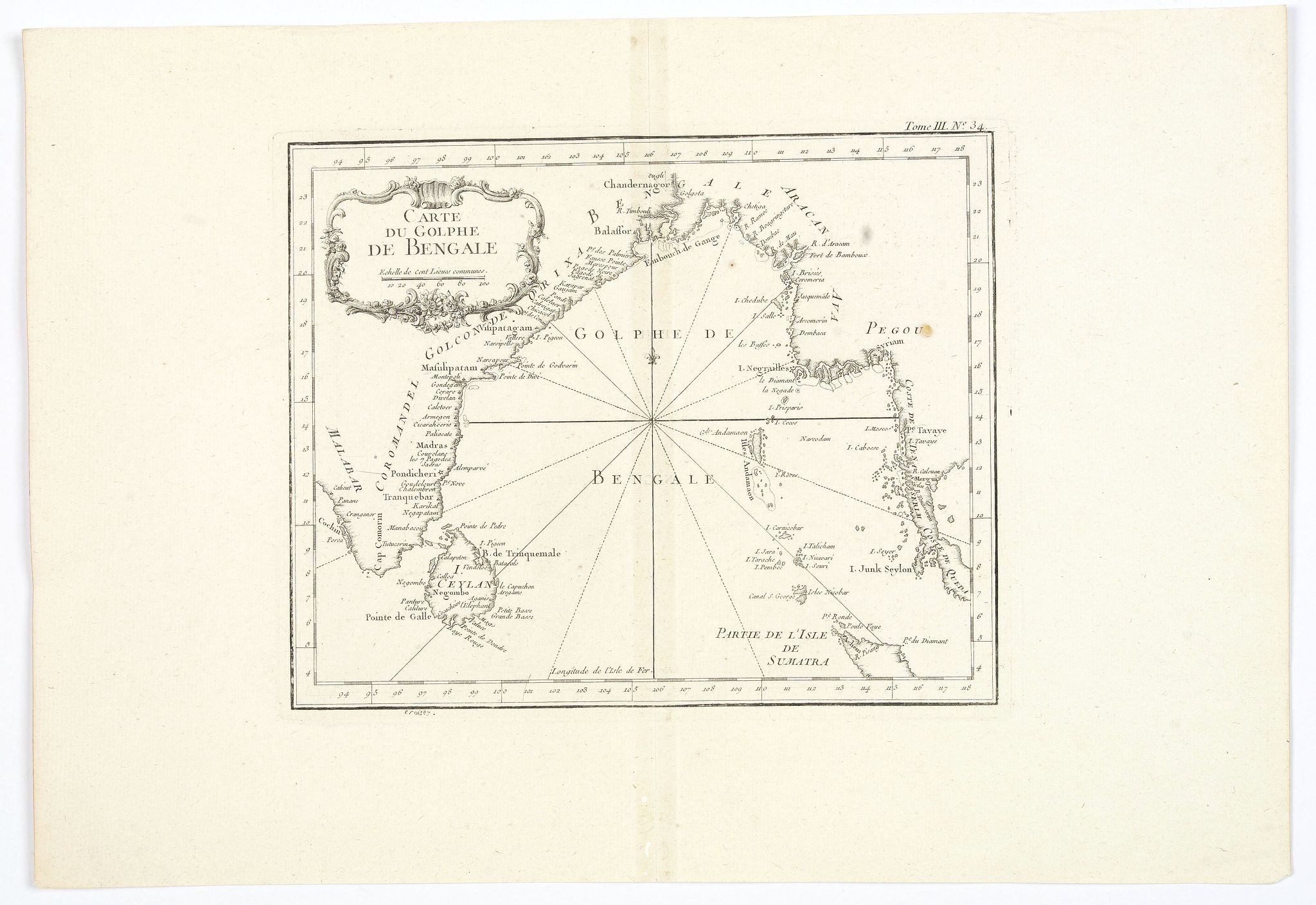 BELLIN,J.N., Carte du Golphe de Bengale., antique map, old maps