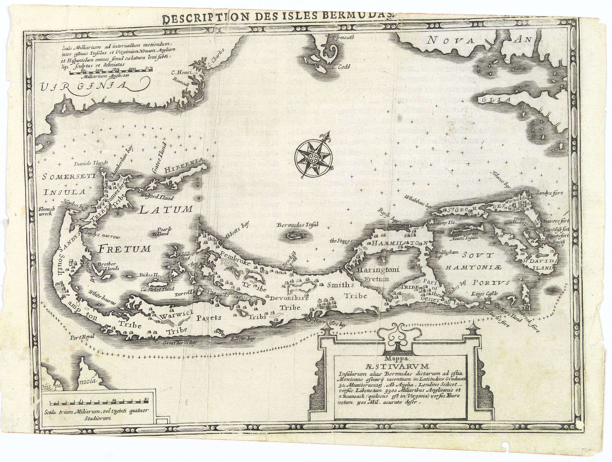 HONDIUS, J ./ CLOPPENBURG, J., Description des Isles Bermudas., antique map, old maps