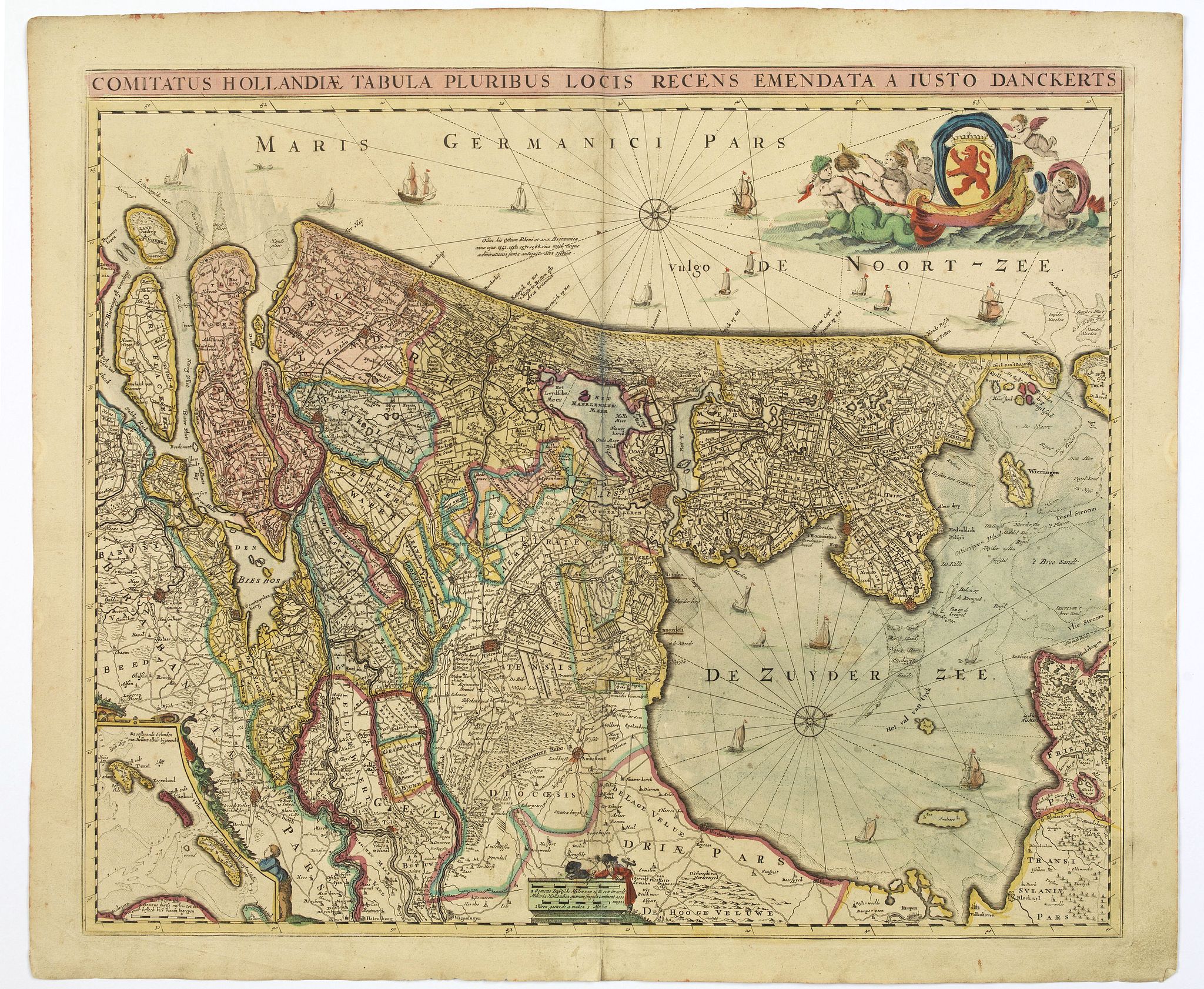 DANCKERTS, J., Comitatus Hollandiae. . ., antique map, old maps