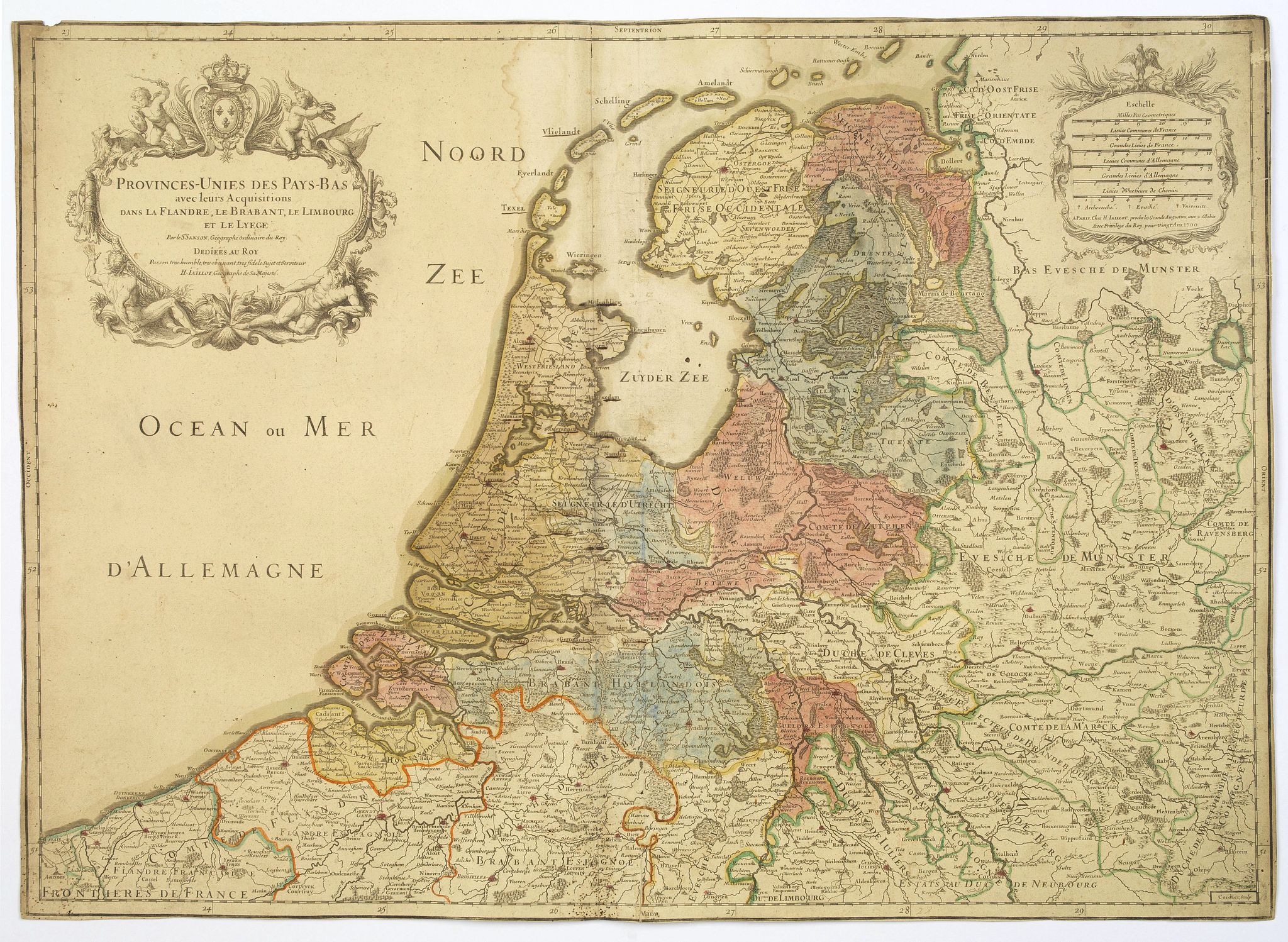 JAILLOT, A.H. / SANSON, N., Provinces-Unies des Pays-Bas. . ., antique map, old maps