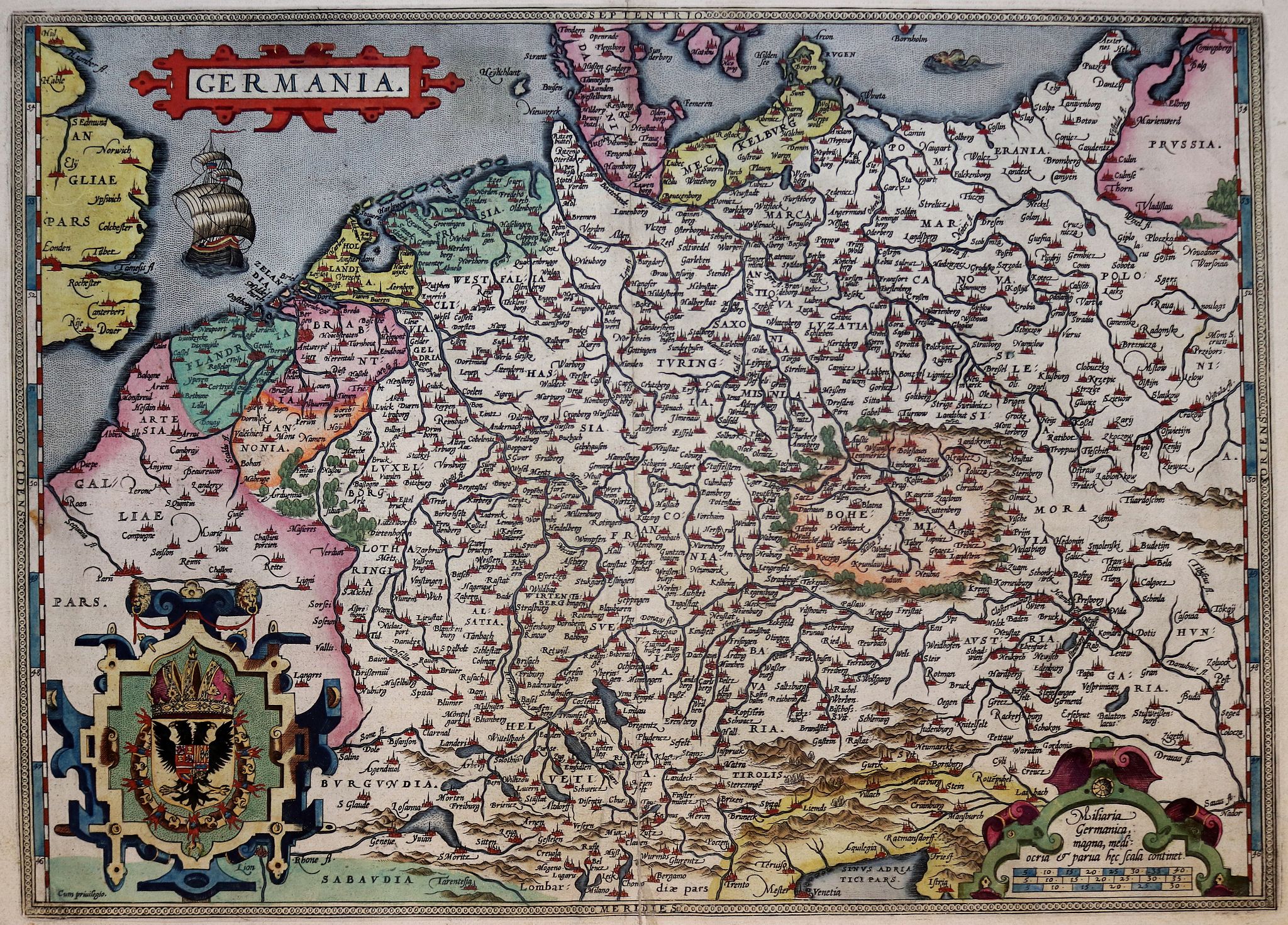 ORTELIUS, A., Germania., antique map, old maps