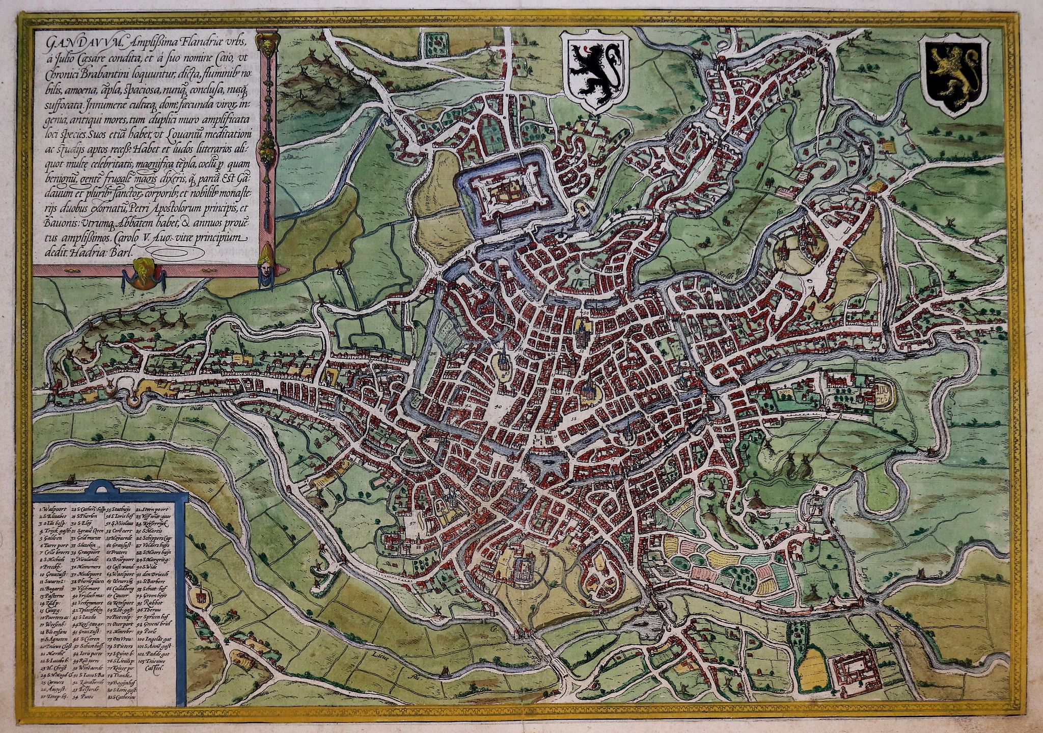 BRAUN,G. / HOGENBERG, F., Gandavum (Ghent), antique map, old maps
