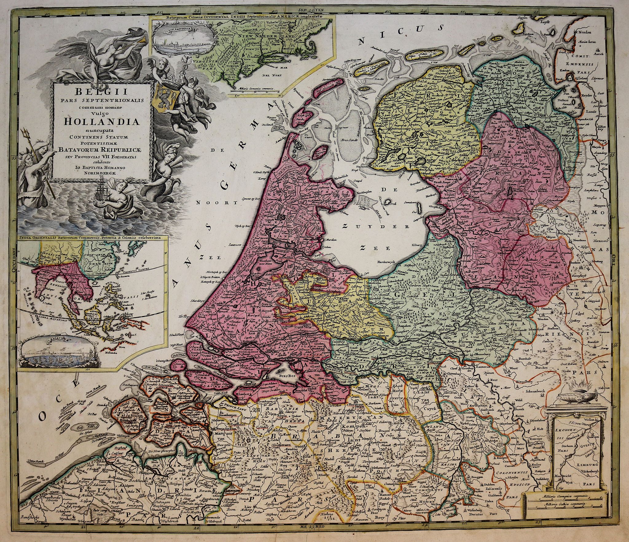 HOMANN, J.B., Belgii pars Septentrionalis vulgo Hollandia. . ., antique map, old maps