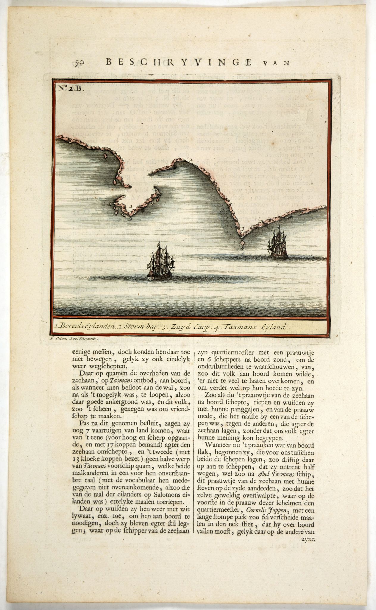 VALENTIJN, F., Beschryvinge van … (N°.2.B) 1. Boreels Eylanden . 2 Storm bay. 3. Zuyd Caep. 4.Tasmans Eyland., antique map, old maps
