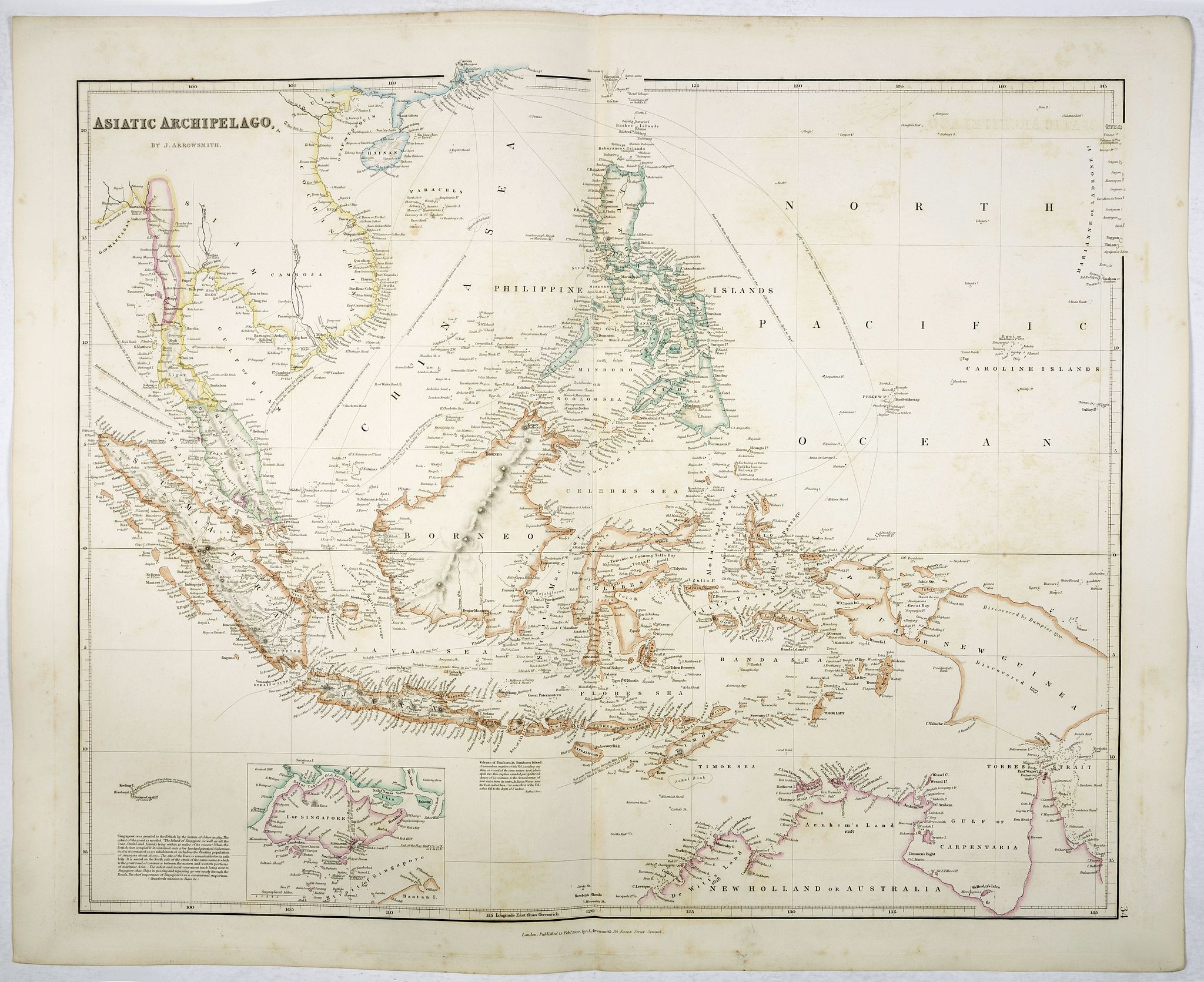 ARROWSMITH, J., Asiatic Archipelago., antique map, old maps