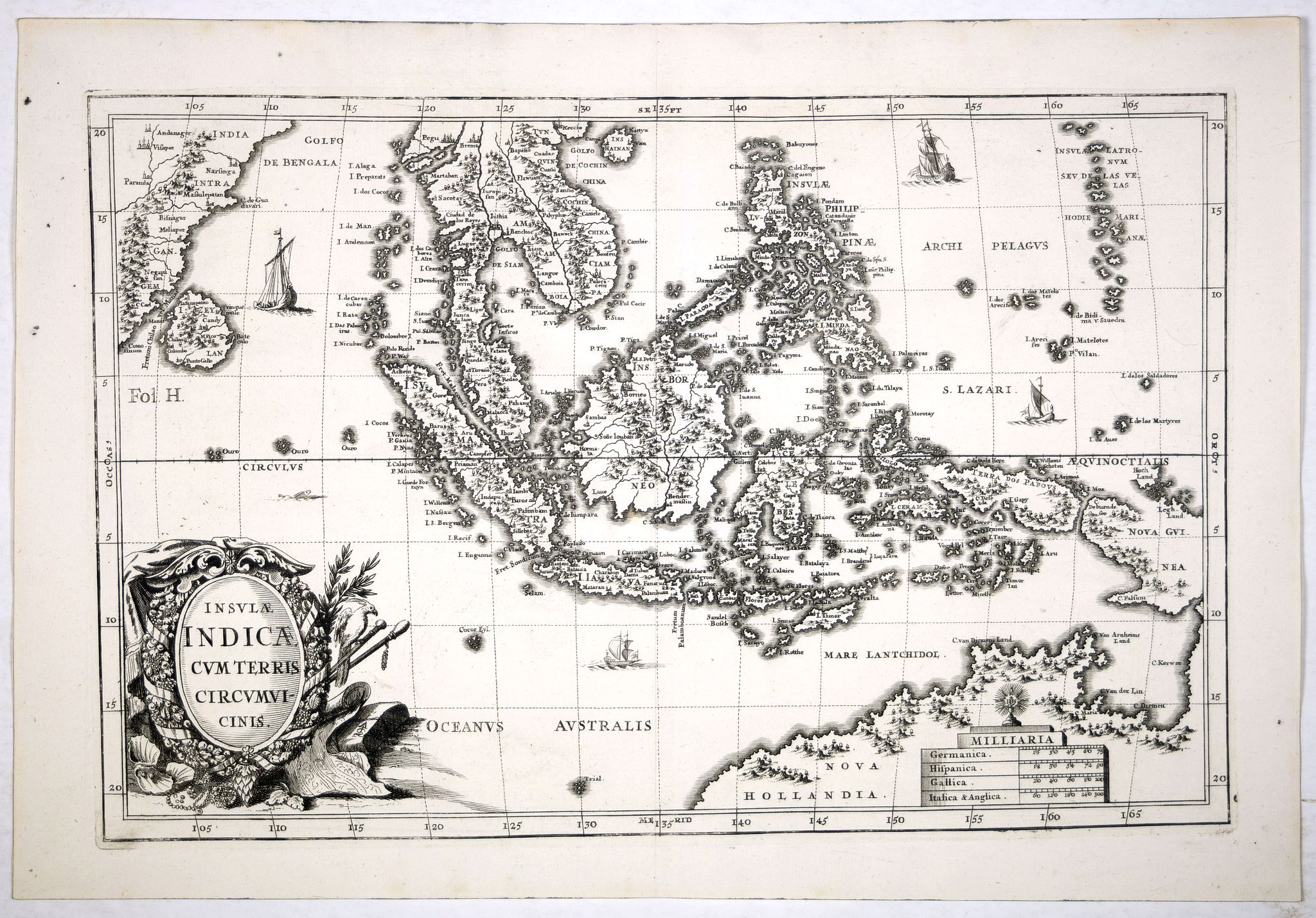 SCHERER, H., Insulae Indicae cum terris circumvicinis.., antique map, old maps