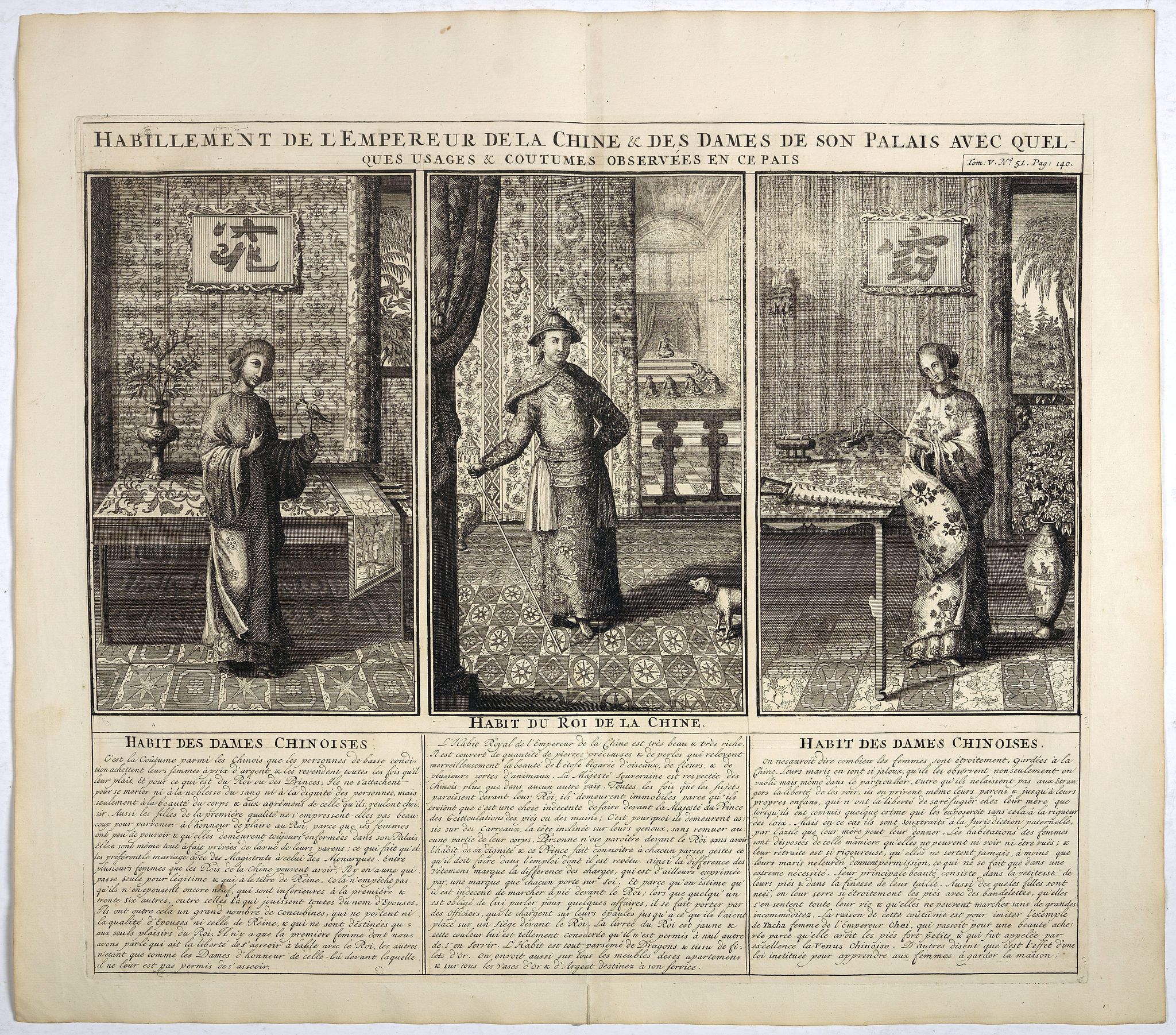 CHATELAIN, H., Habillement de l'Empereur de la Chine & des Dames de son Palais.., antique map, old maps