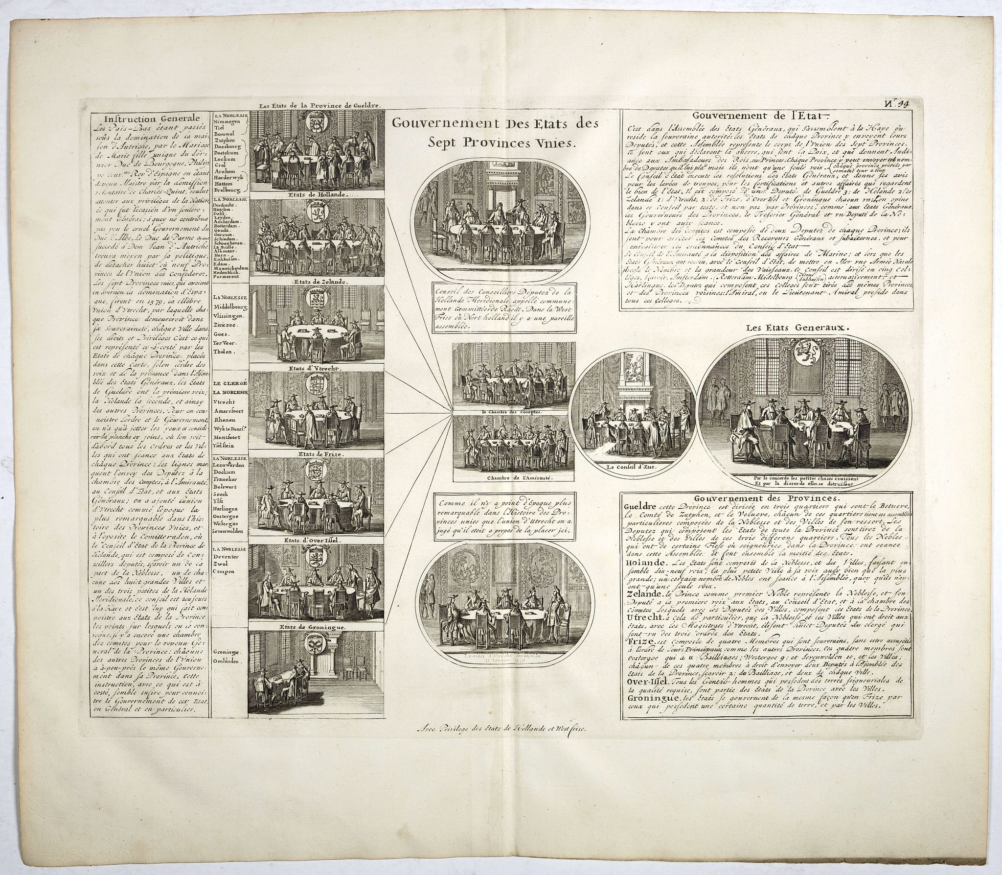 CHATELAIN, H., Gouvernement des etats des sept provinces Unies. . ., antique map, old maps
