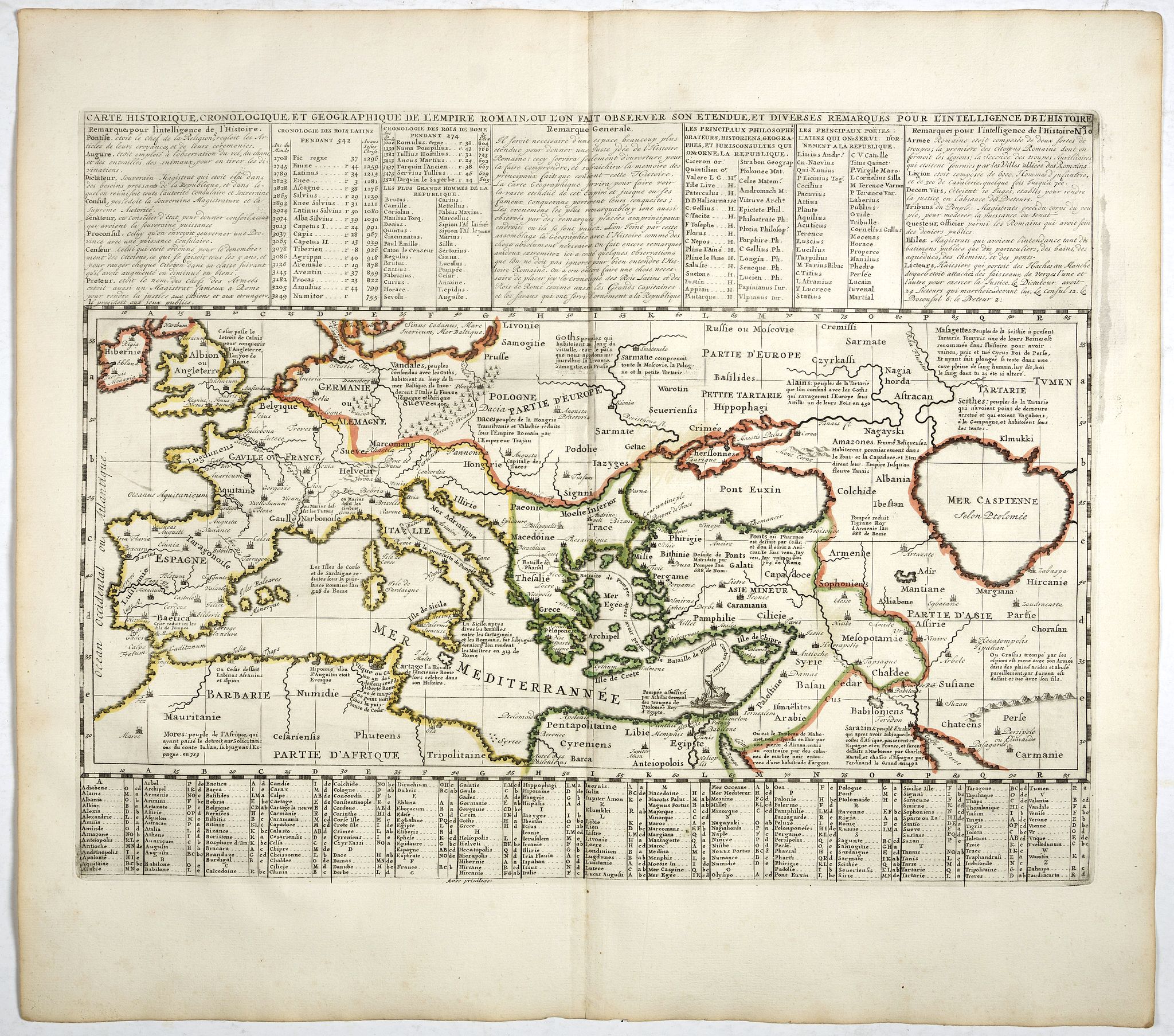 CHATELAIN, H., Carte historique cronologique de l'empire Romain ou l'on fait observer son etendue et diverses remarques pour l'intelligence de l'histoire . . ., antique map, old maps