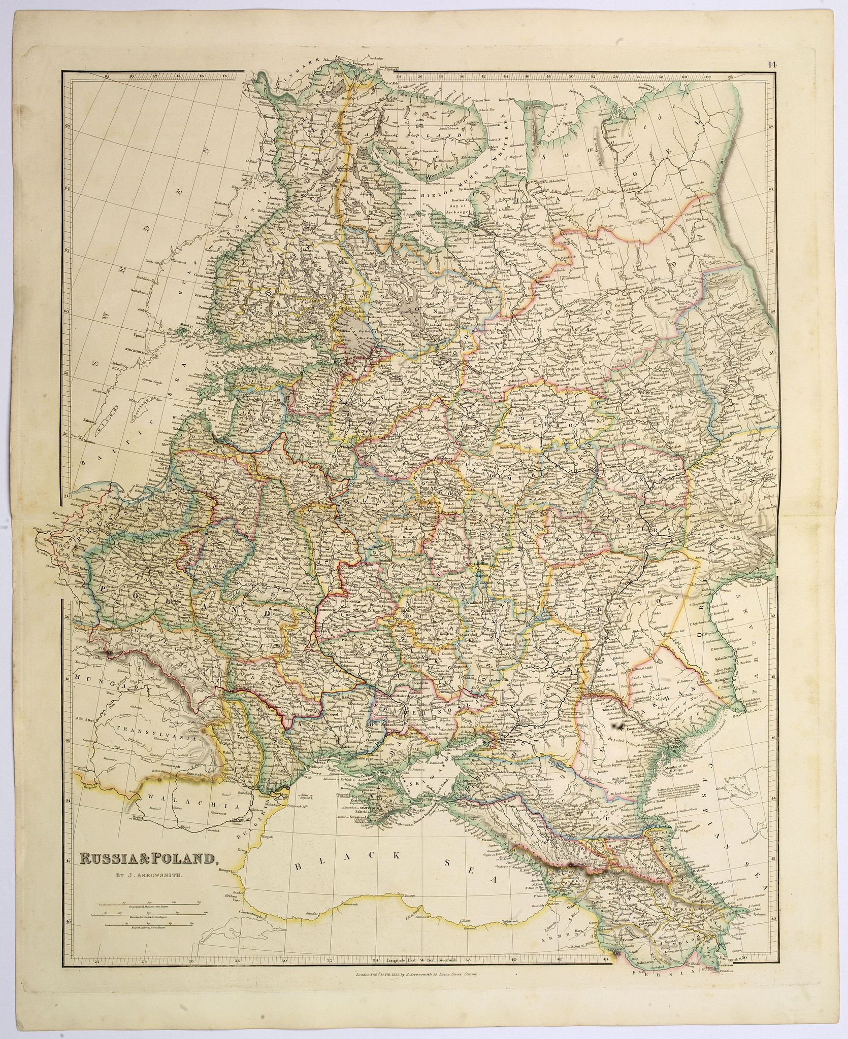 ARROWSMITH, John, Russia & Poland., antique map, old maps