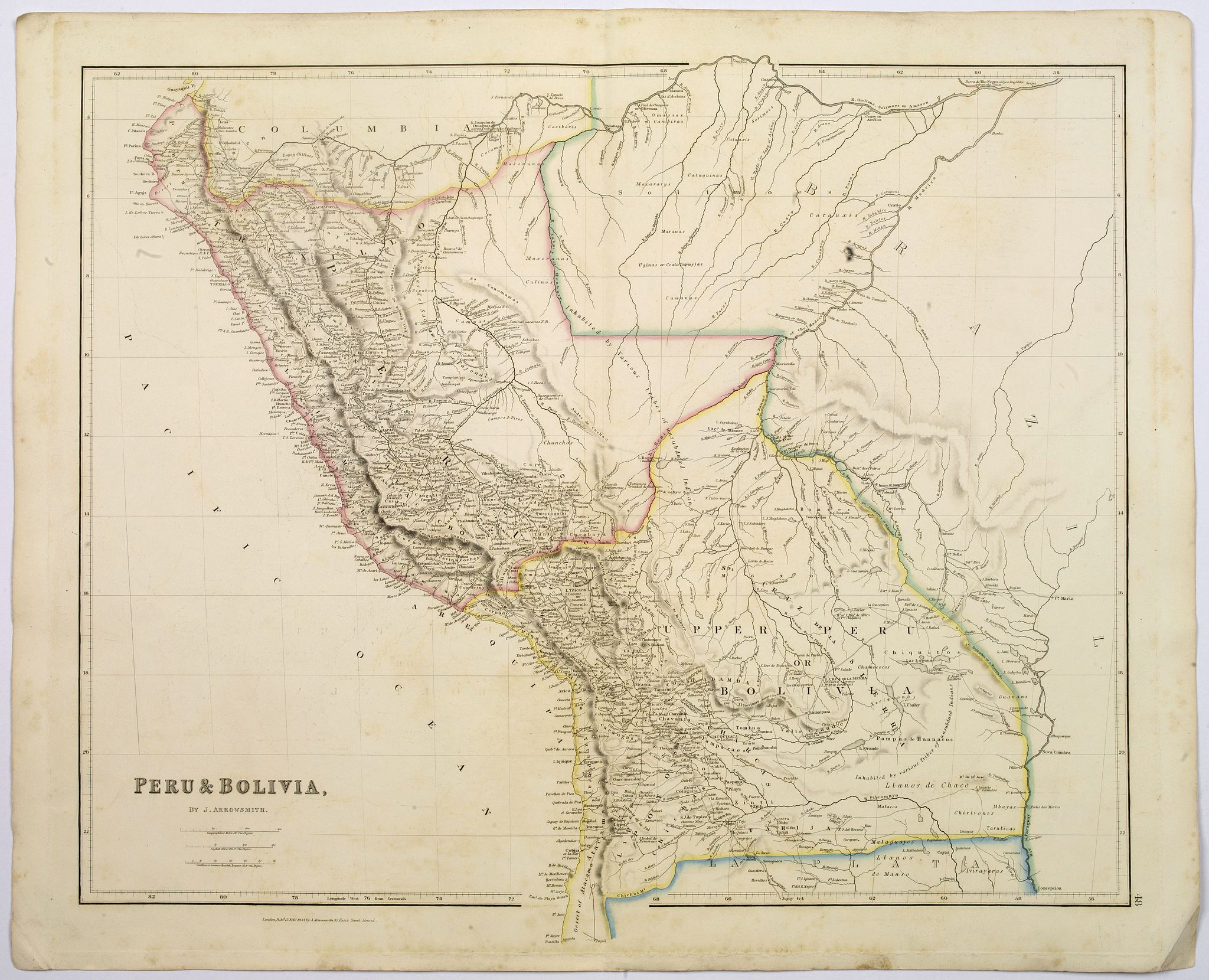 ARROWSMITH, John, Peru & Bolivia., antique map, old maps