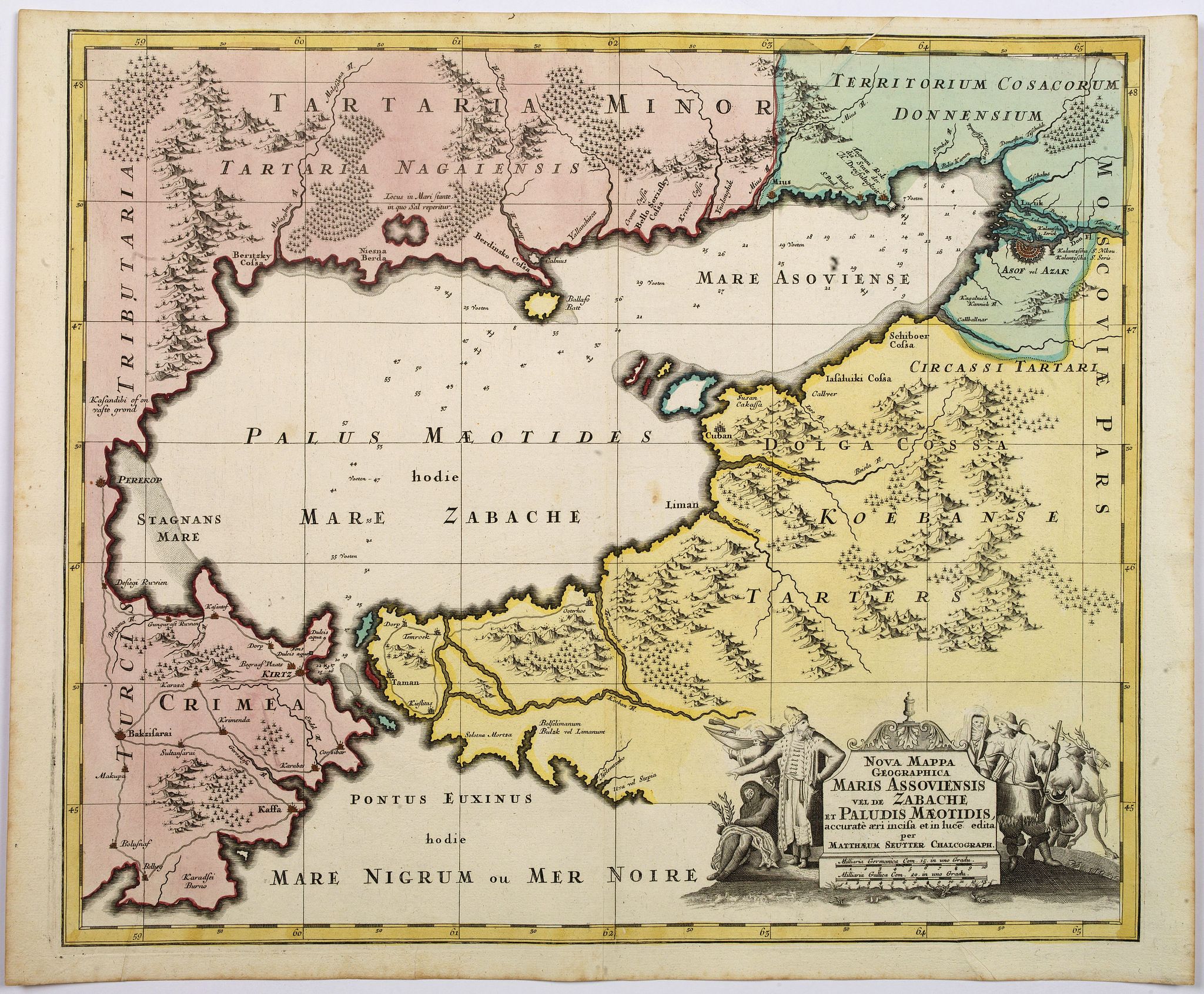 SEUTTER,M., Nova Mappa Geographica Maris Assoviensis vel de Zabache et Paludis Maeotidis…, antique map, old maps