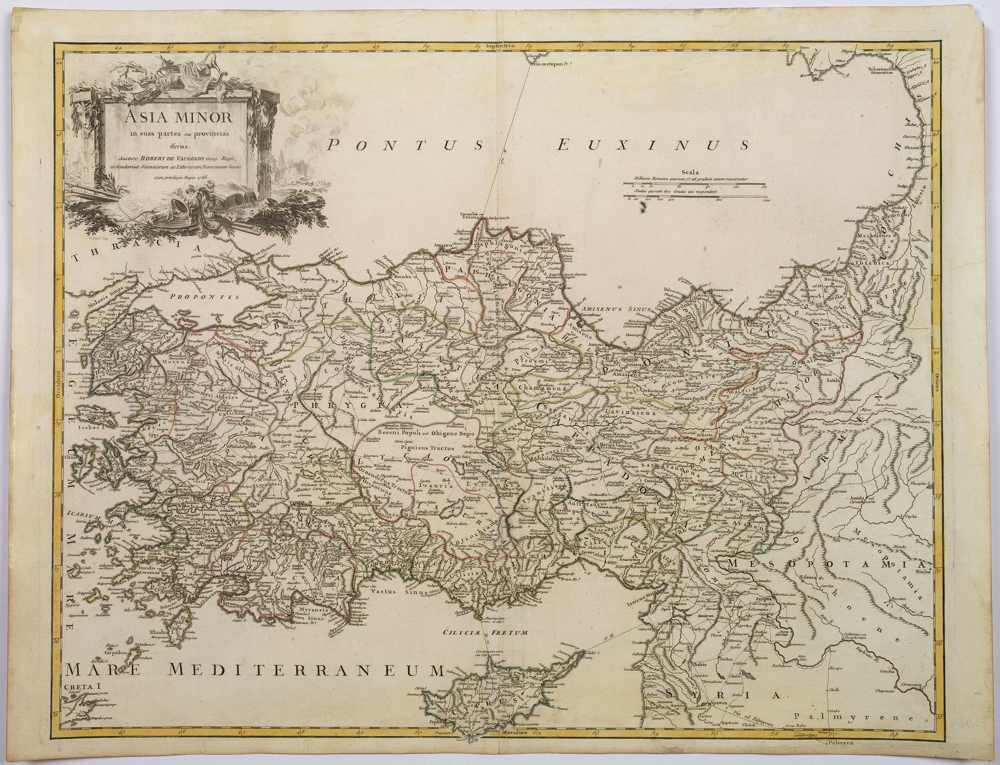 ROBERT DE VAUGONDY, G., Asia Minor in suas partes seu provincias divisa. . ., antique map, old maps