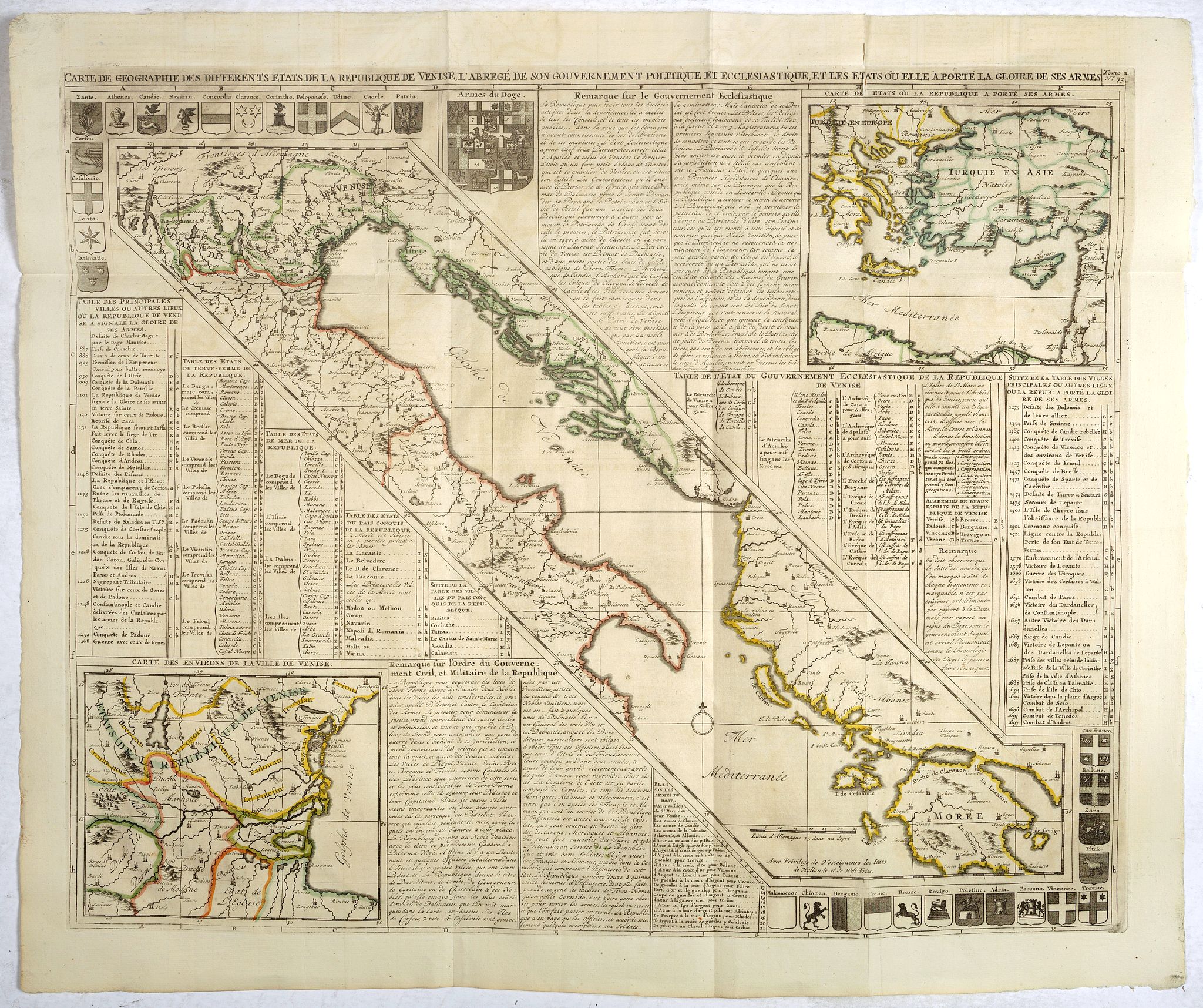 CHATELAIN, H., Carte de Géographie des différents Etats de la République de Venise . . ., antique map, old maps